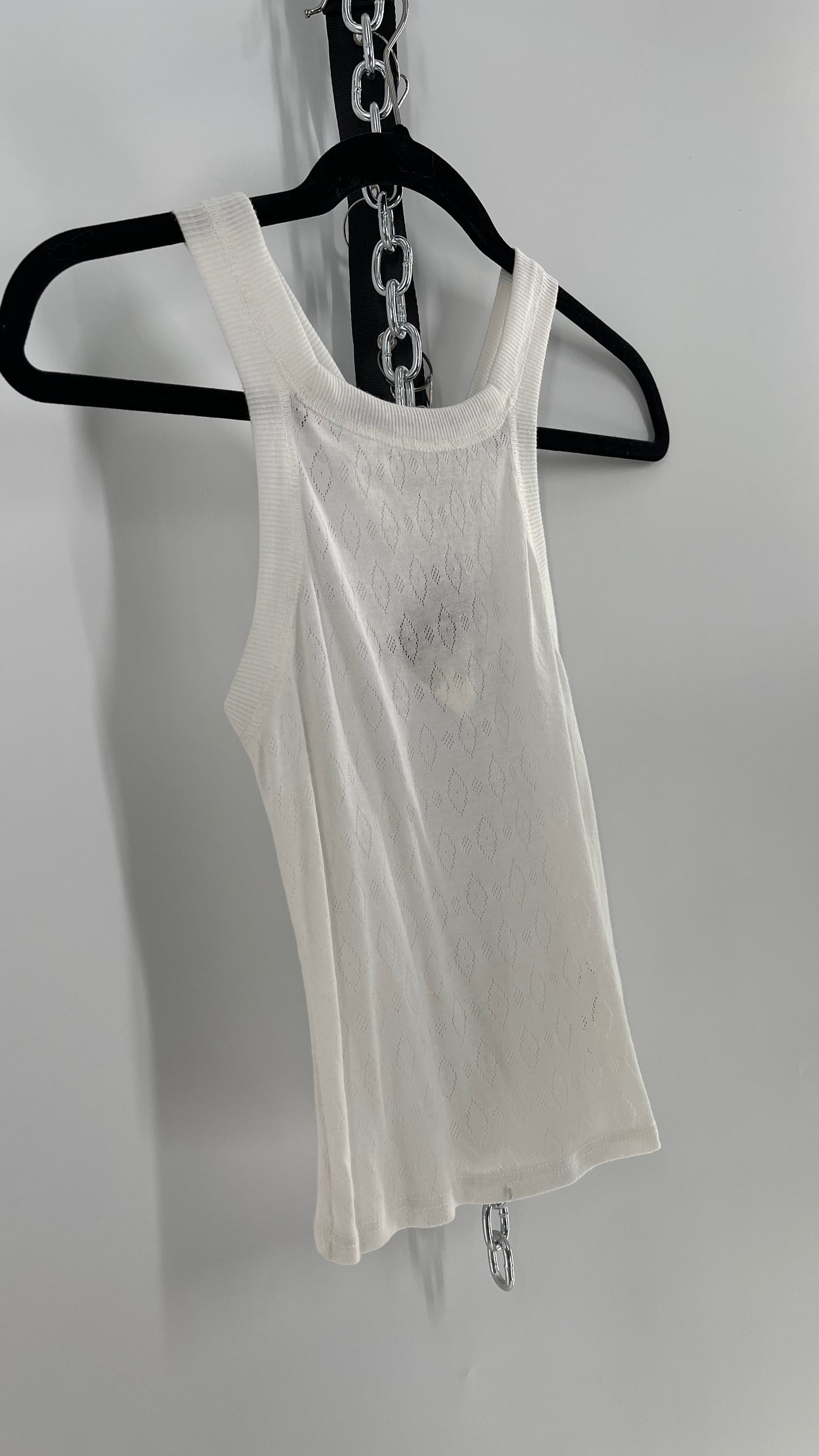 Intimately Free People White Perforated Pattern Knit Tank (XS)