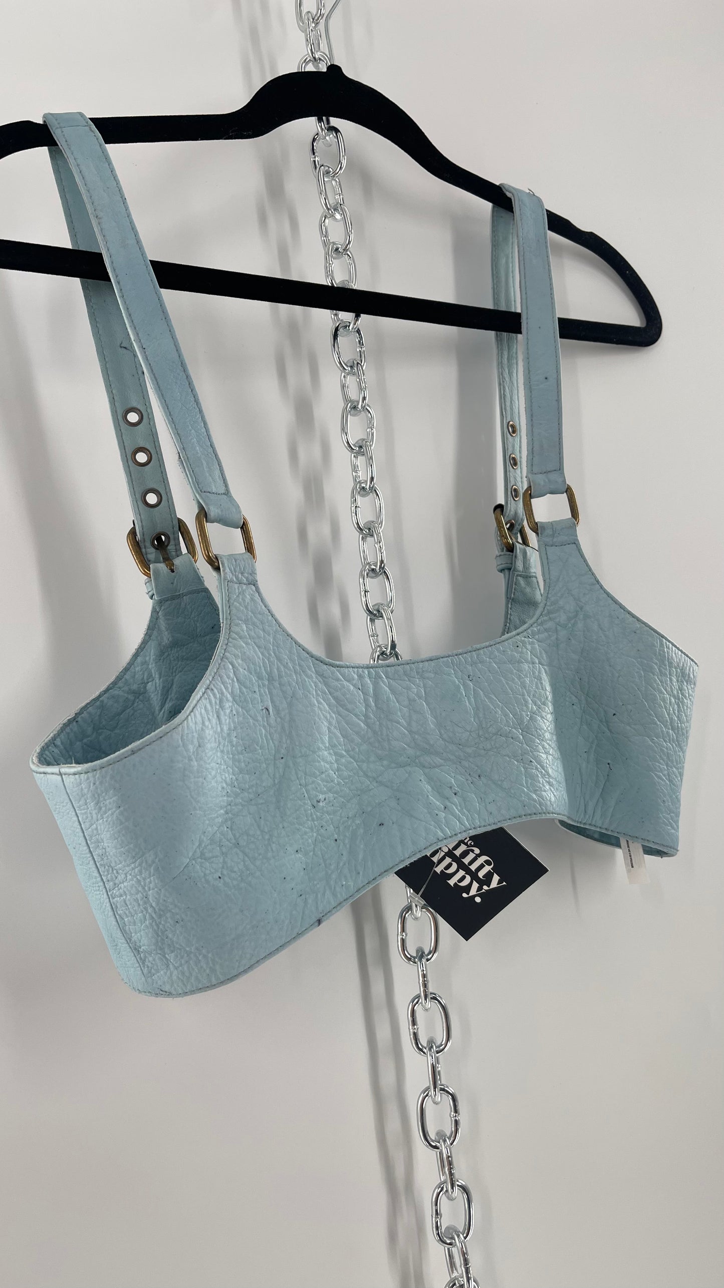 Free People Baby Blue Buckled Corset Belt (Large)
