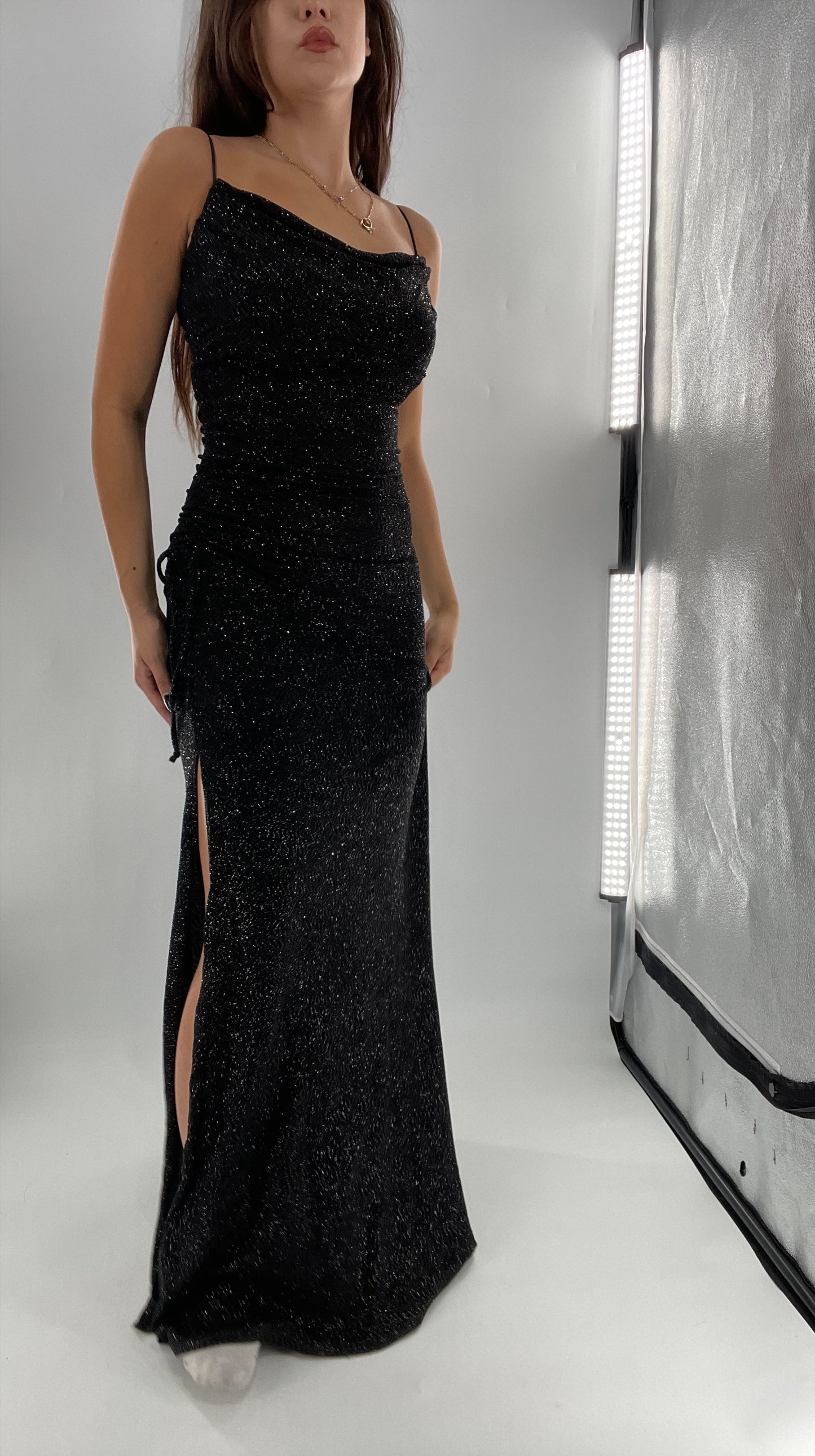 City Triangles 1990s Vintage Black Glitter Floor Length (S)