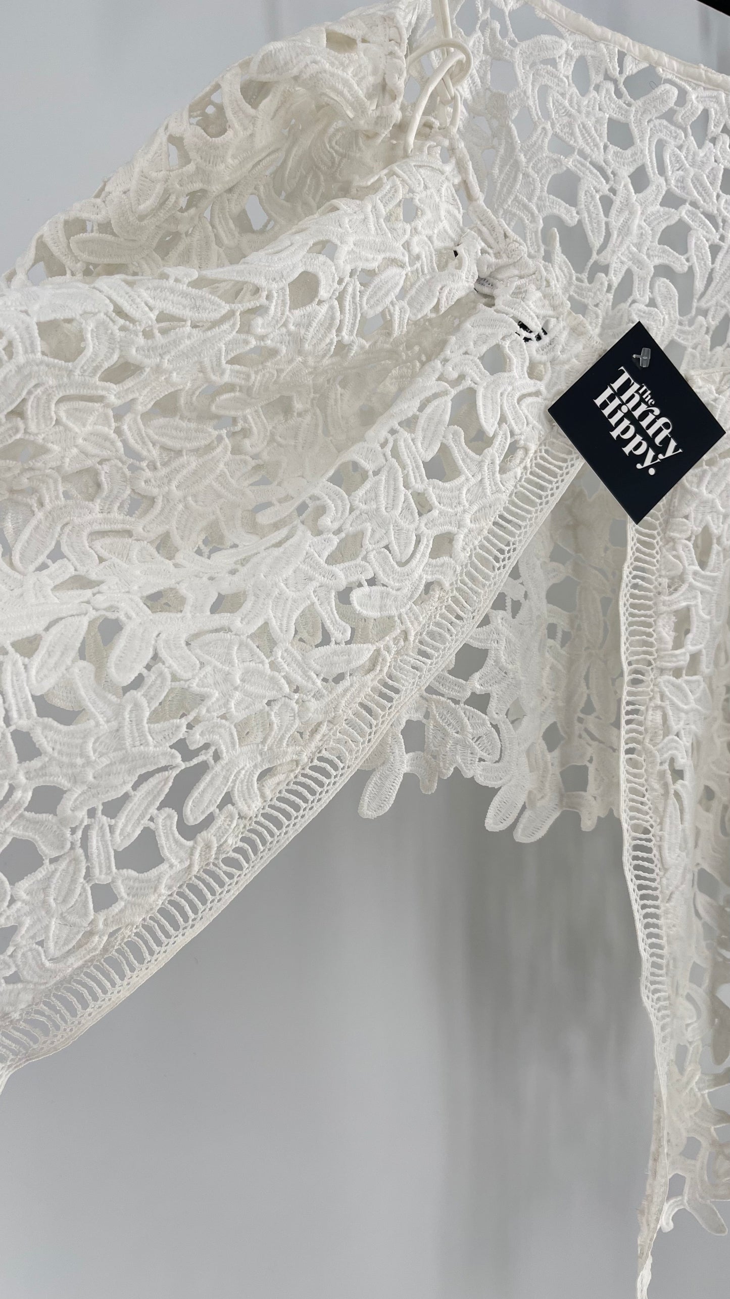 Anthropologie Ne Quittez Pas White Lace Tank with Open Back (Large)