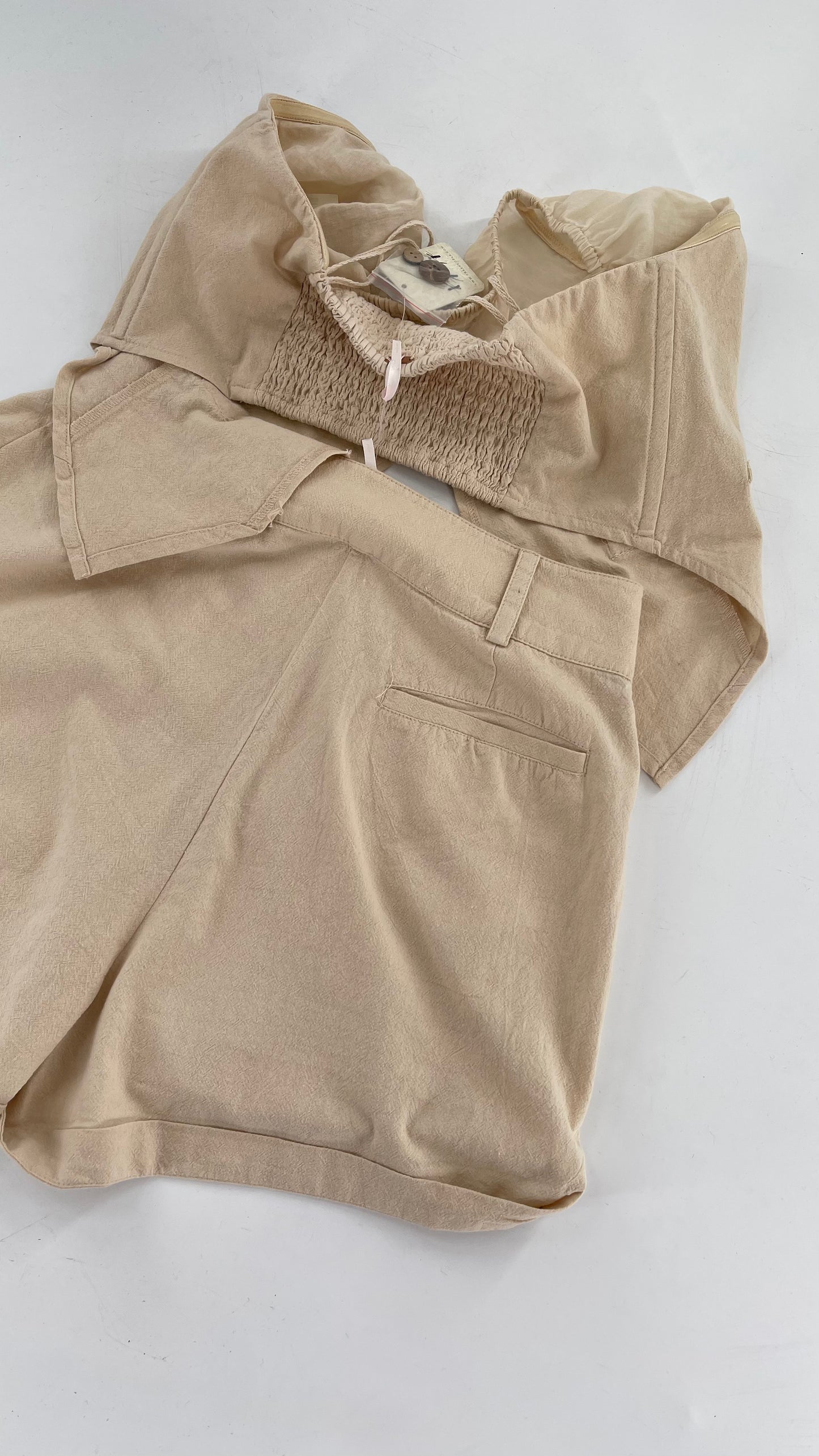 Intimately Free People Beige Vest and Shorts Set (Small)
