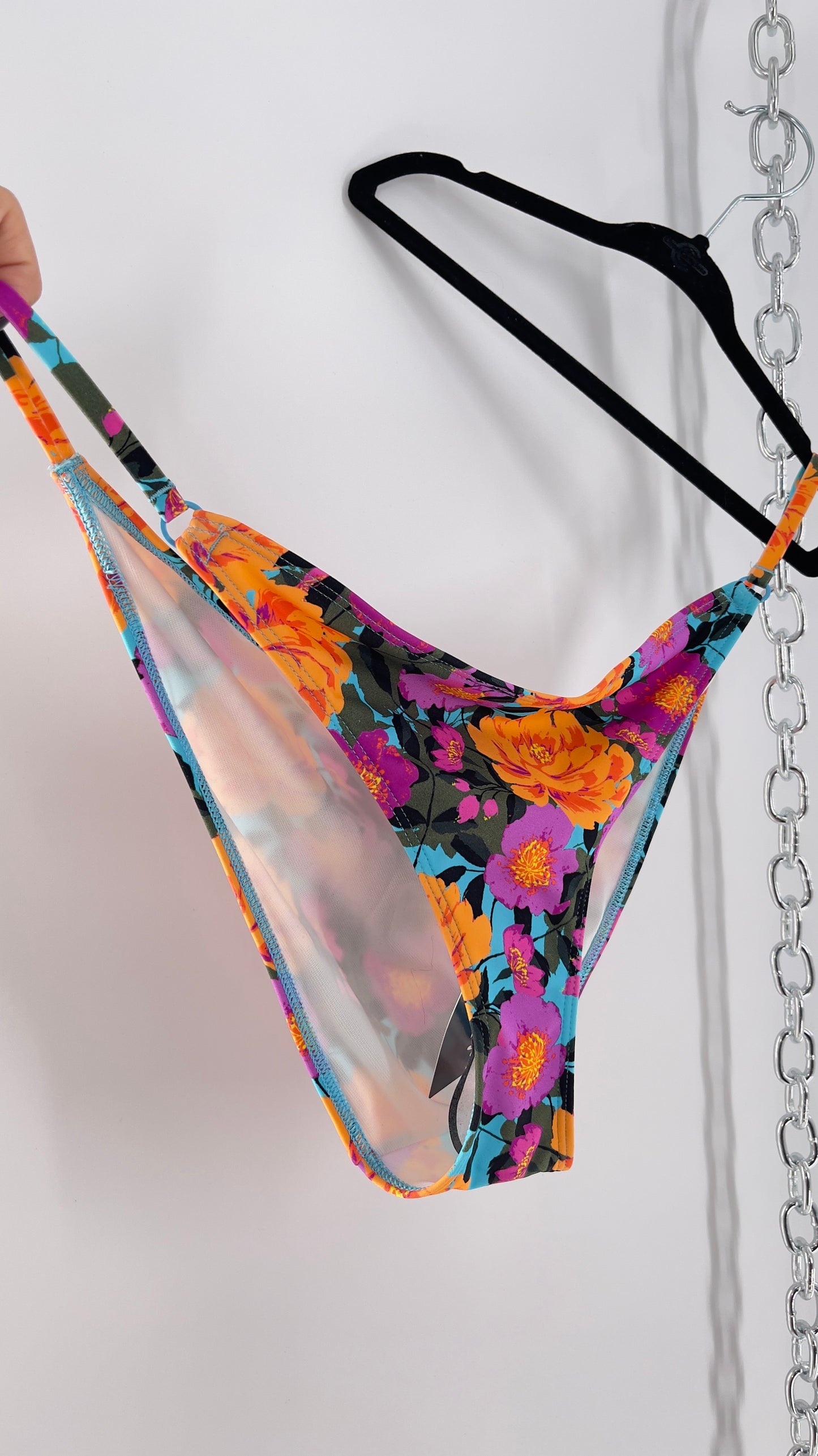 Urban Outfitters Out from Under Blue Floral Bikini/Swim Bottoms (XL)