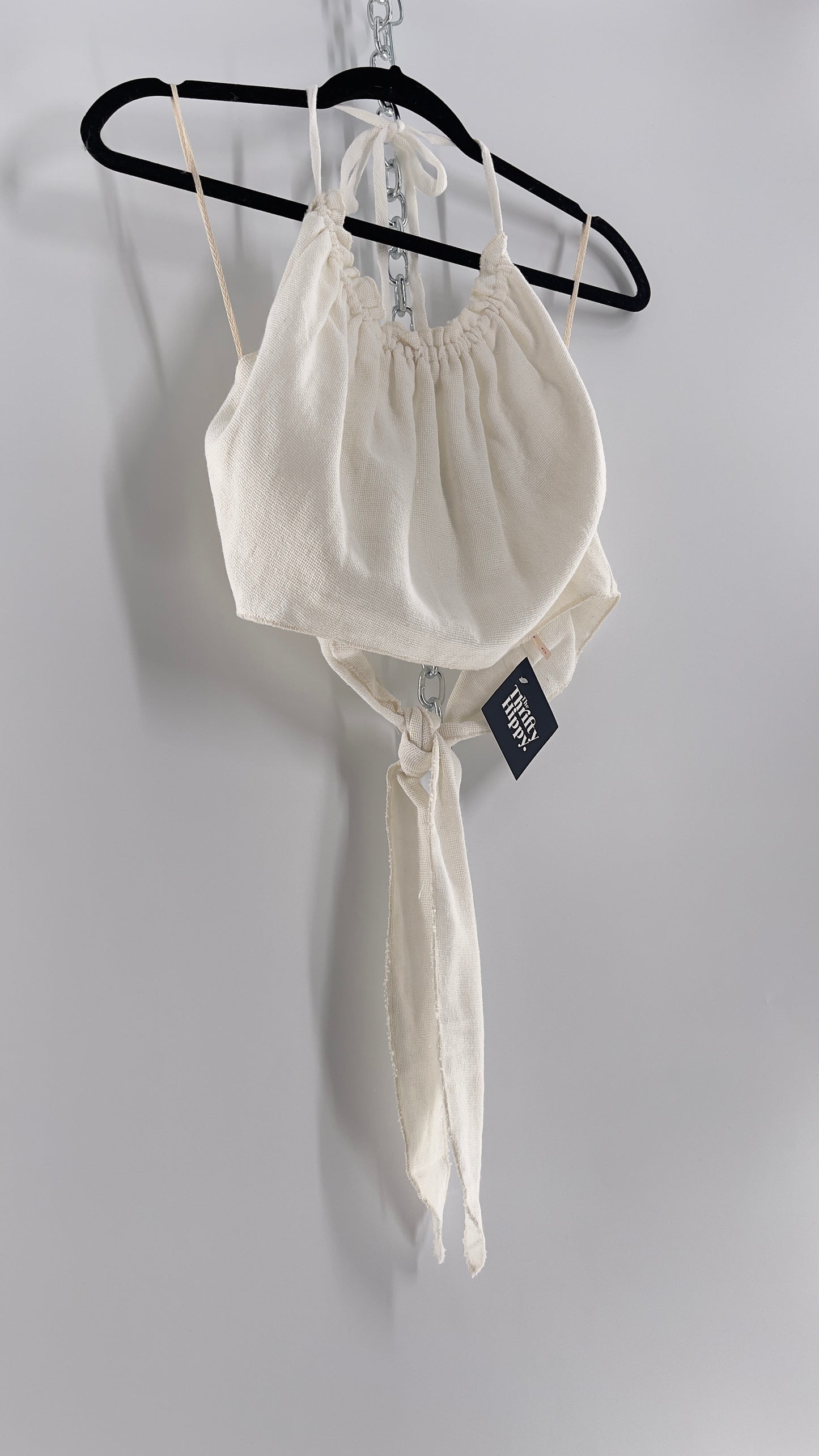 Free People White 100% Cotton Backless Halter (S)
