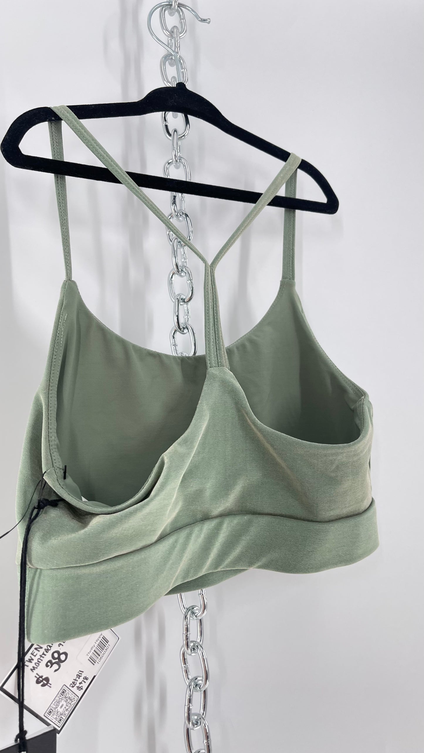 TWENTY Montreal Sage Shimmer Racer Back Sports Bra (XS)