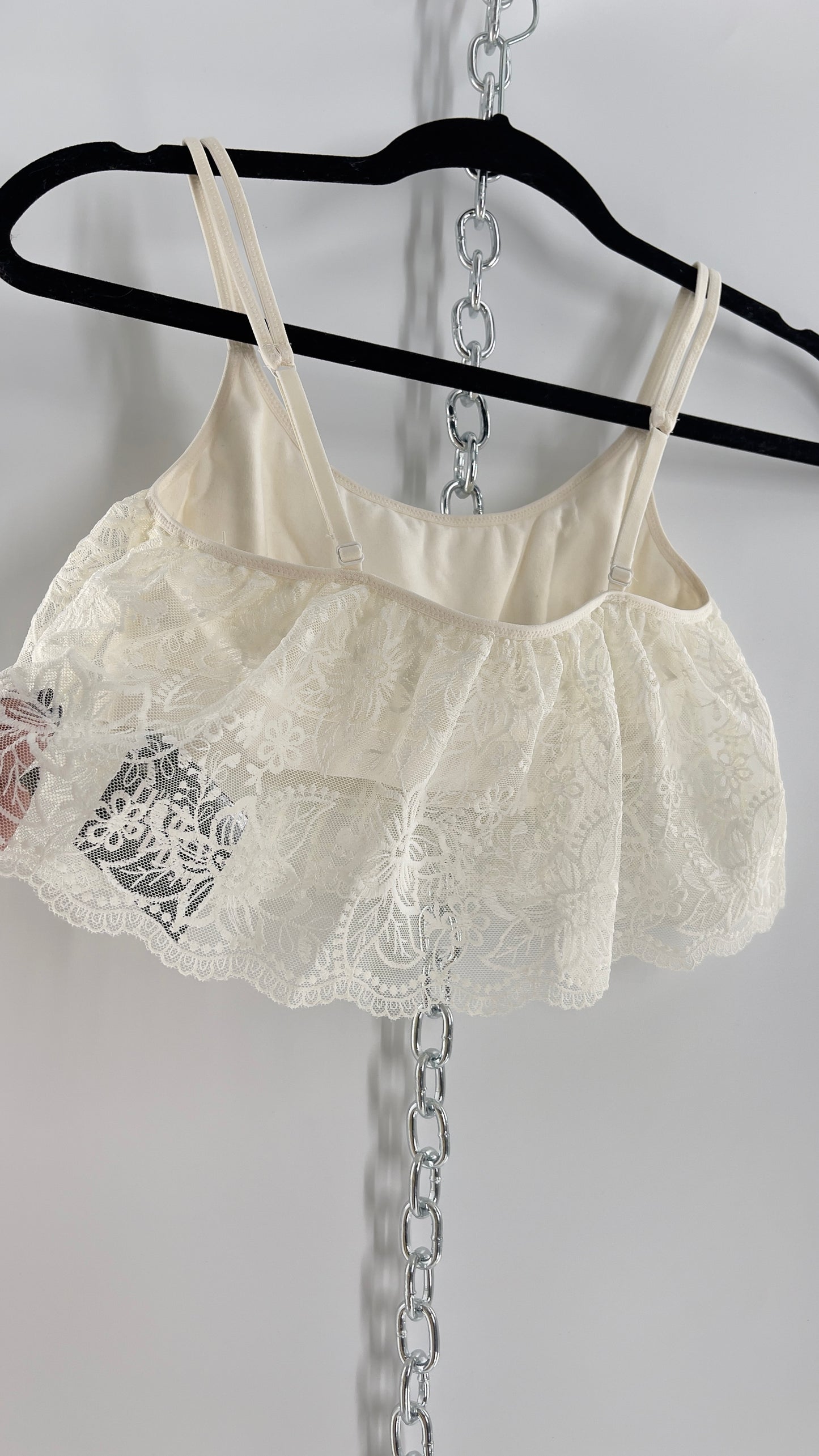 Aerie White Lace Ruffle Bra Top (Medium)