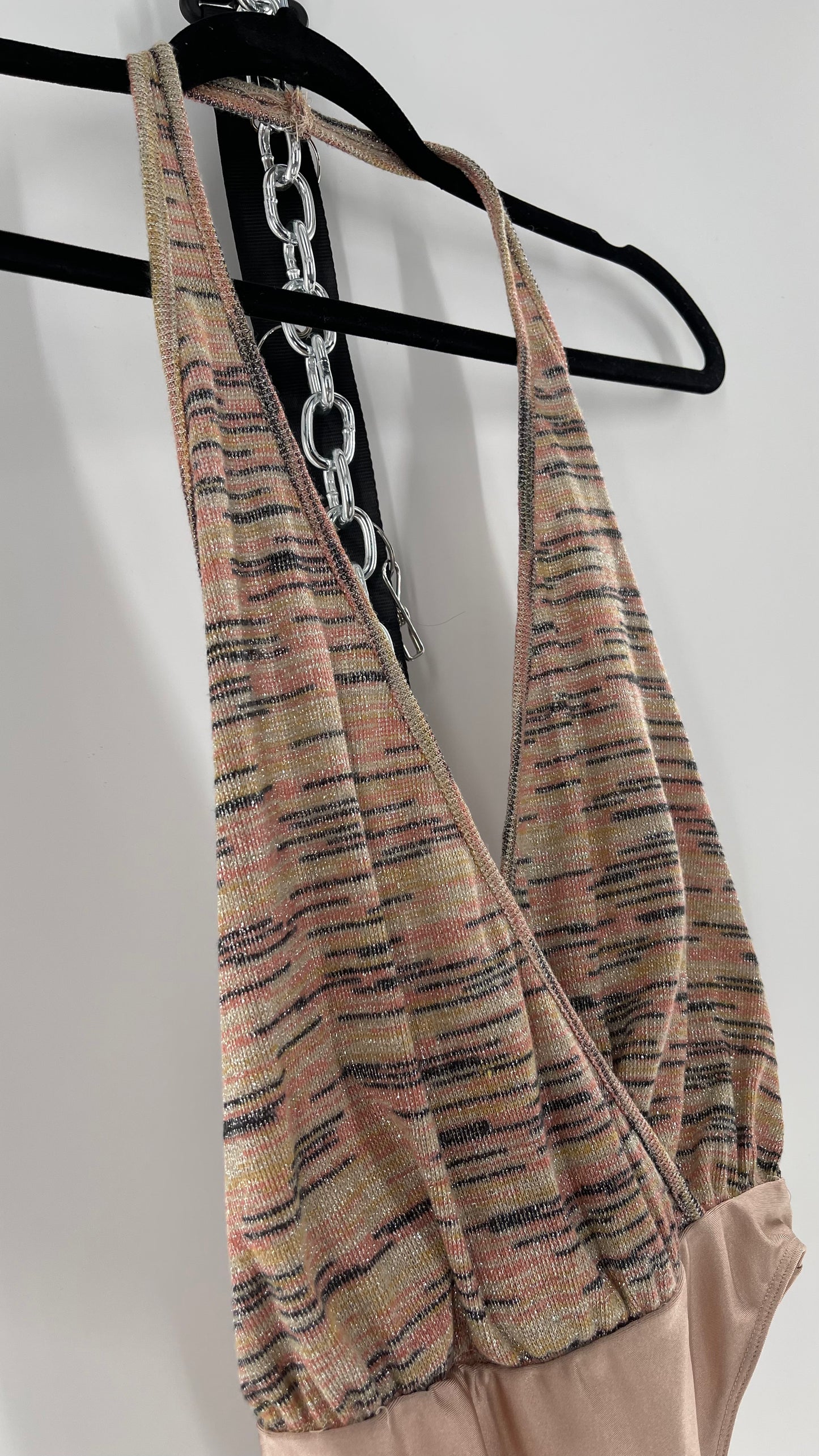 Urban Outfitters Tan Shiny Knit Bodysuit (XS)