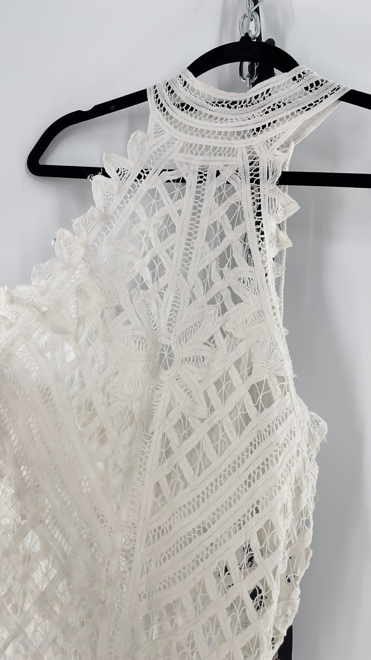 Intimately Free People Be My Battenburg White Lace Halter Bodysuit (XL)