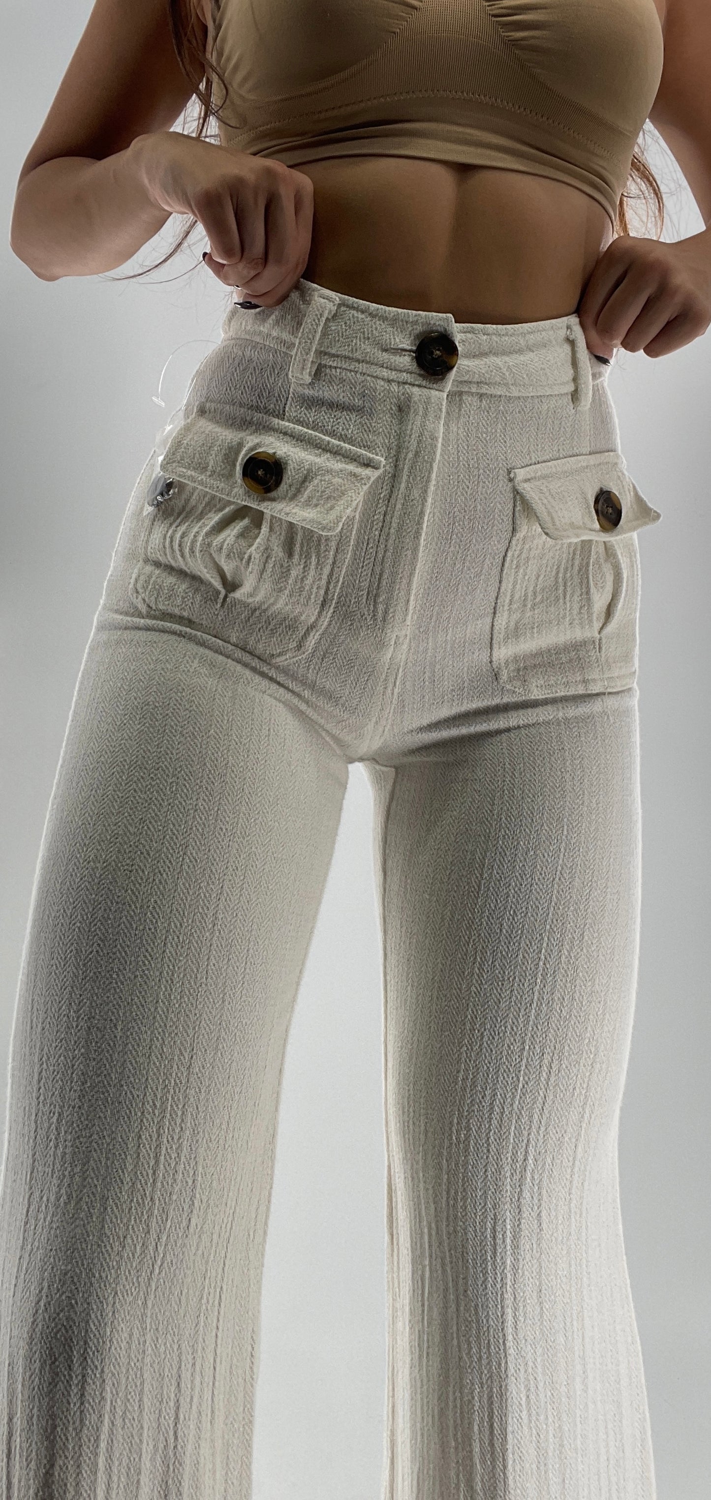 Free People Off White Knit Flares (2)