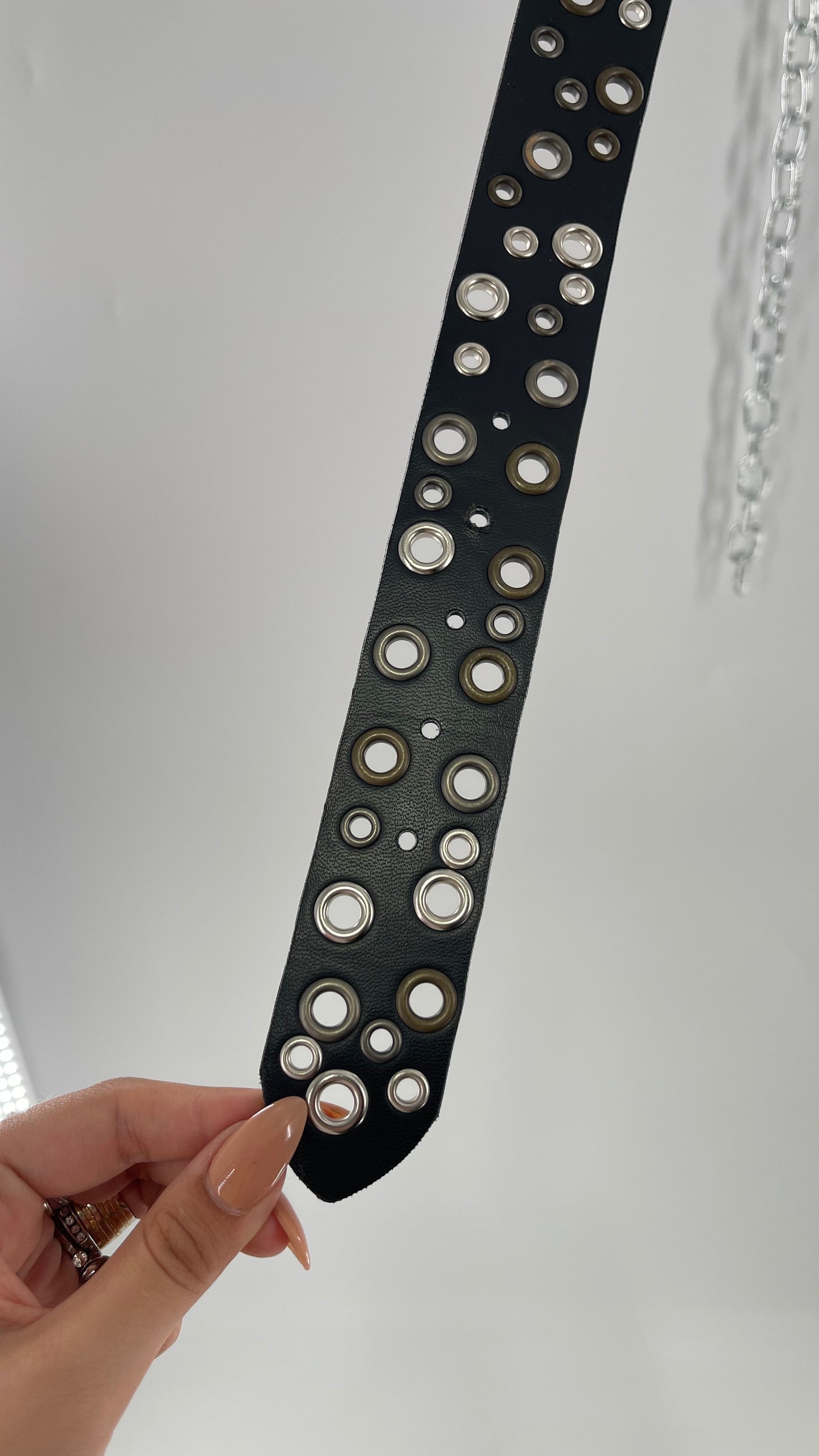 Vintage Multi Metal Tone Grommet Belt (Medium)