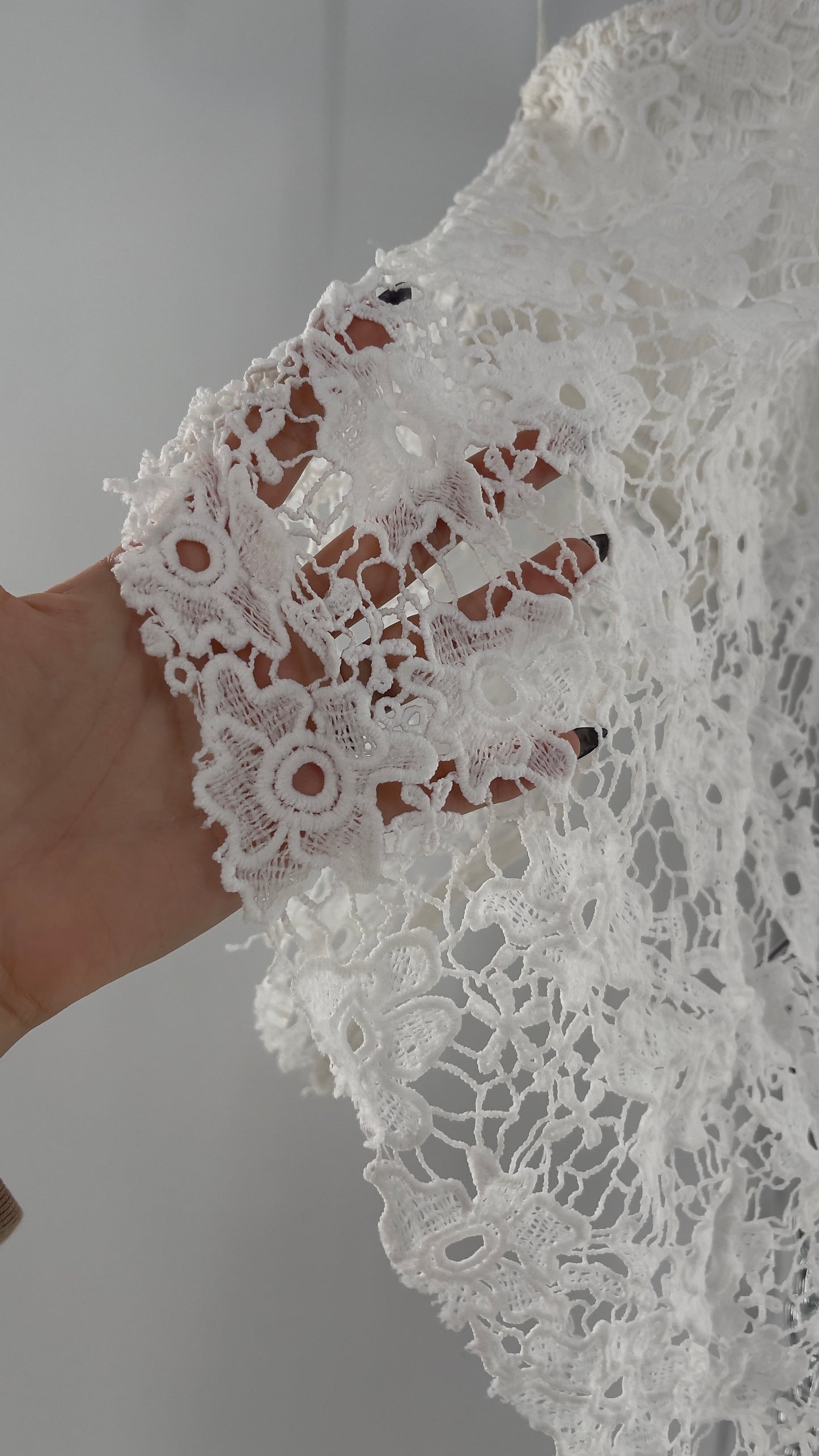 Free People White Smocked Halter with Lace Overlay (Large)