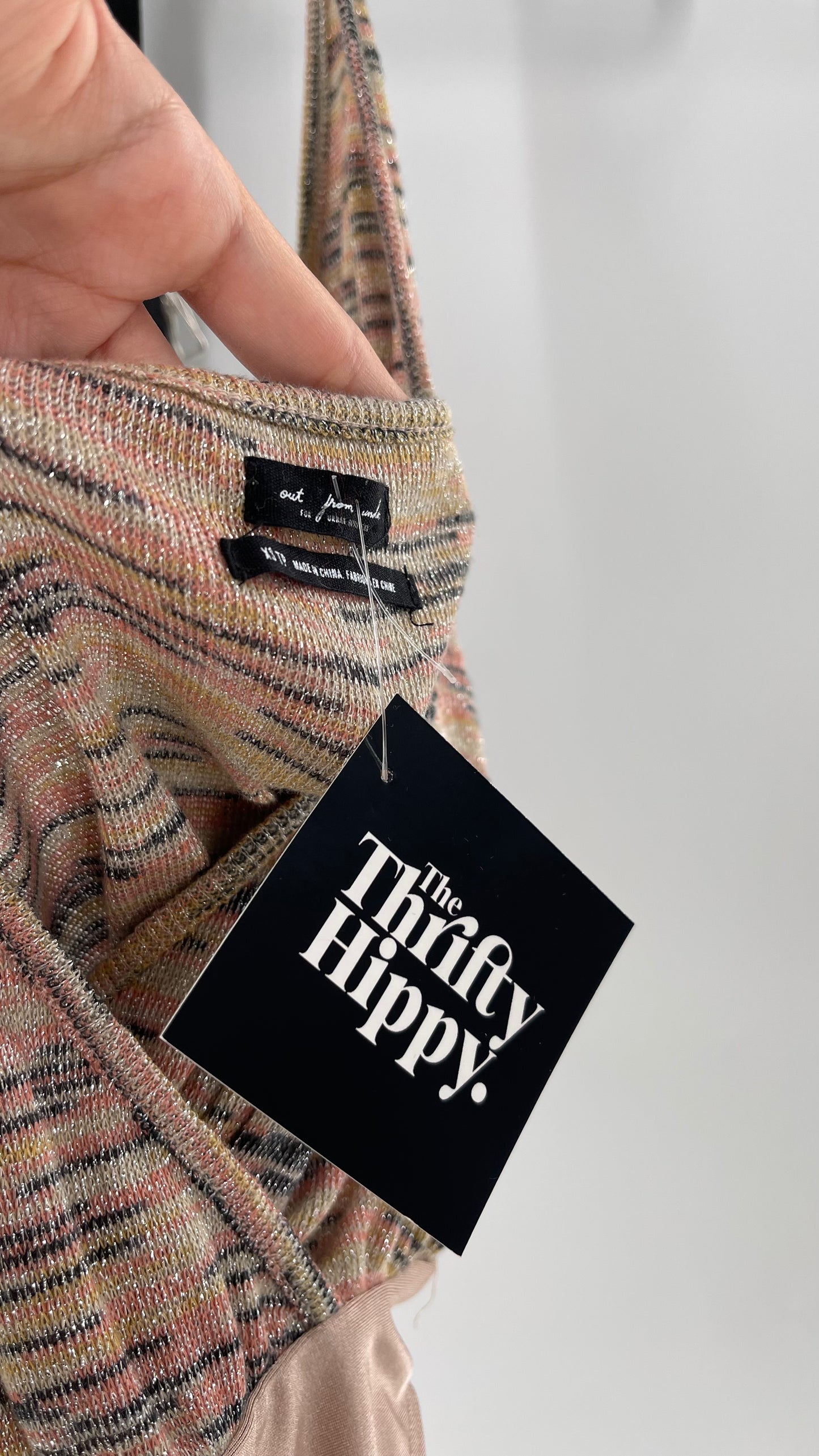 Urban Outfitters Tan Shiny Knit Bodysuit (XS)