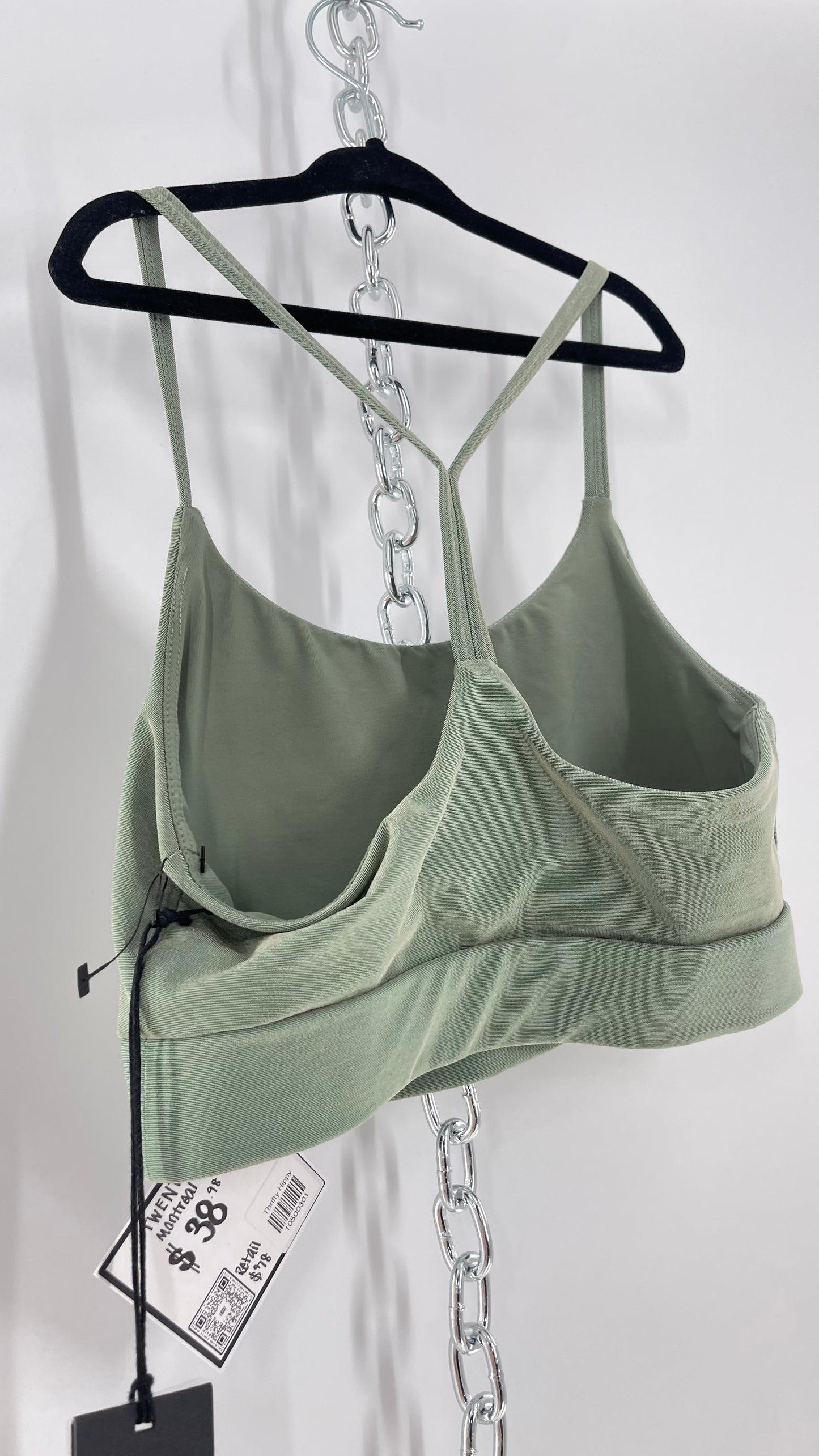 TWENTY Montreal Sage Shimmer Racer Back Sports Bra (XS)