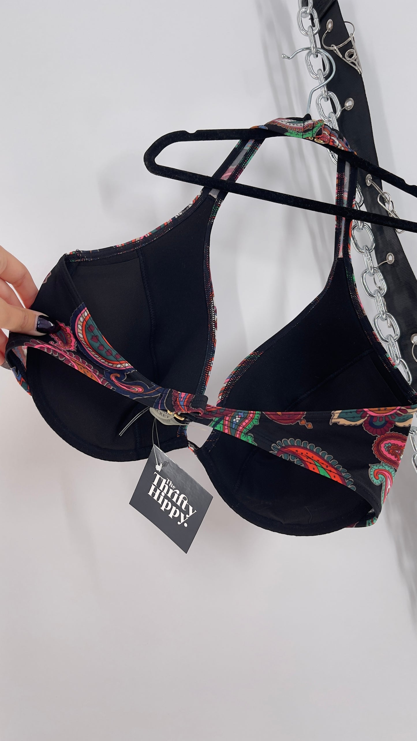 Vintage Victoria’s Secret Paisley Underwire Halter Bikini Top (36DD)