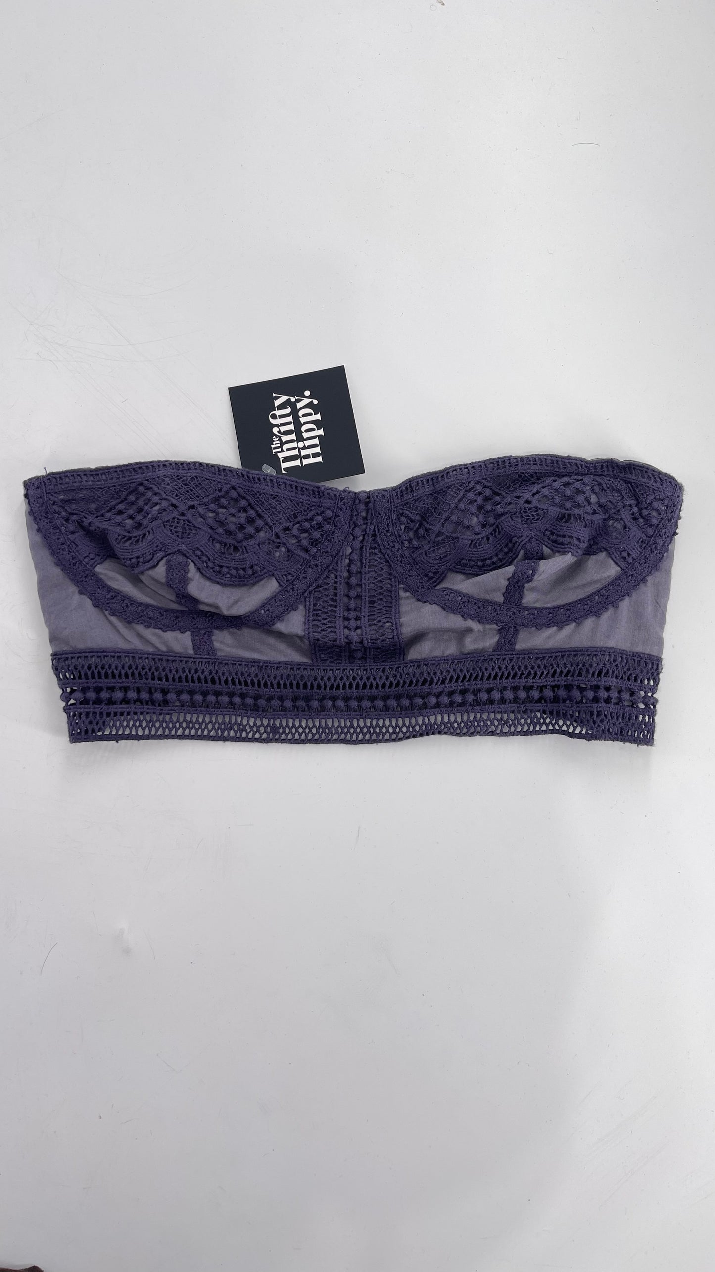 Free People Blue Embroidered ‘Corset’ Bandeau (Small)