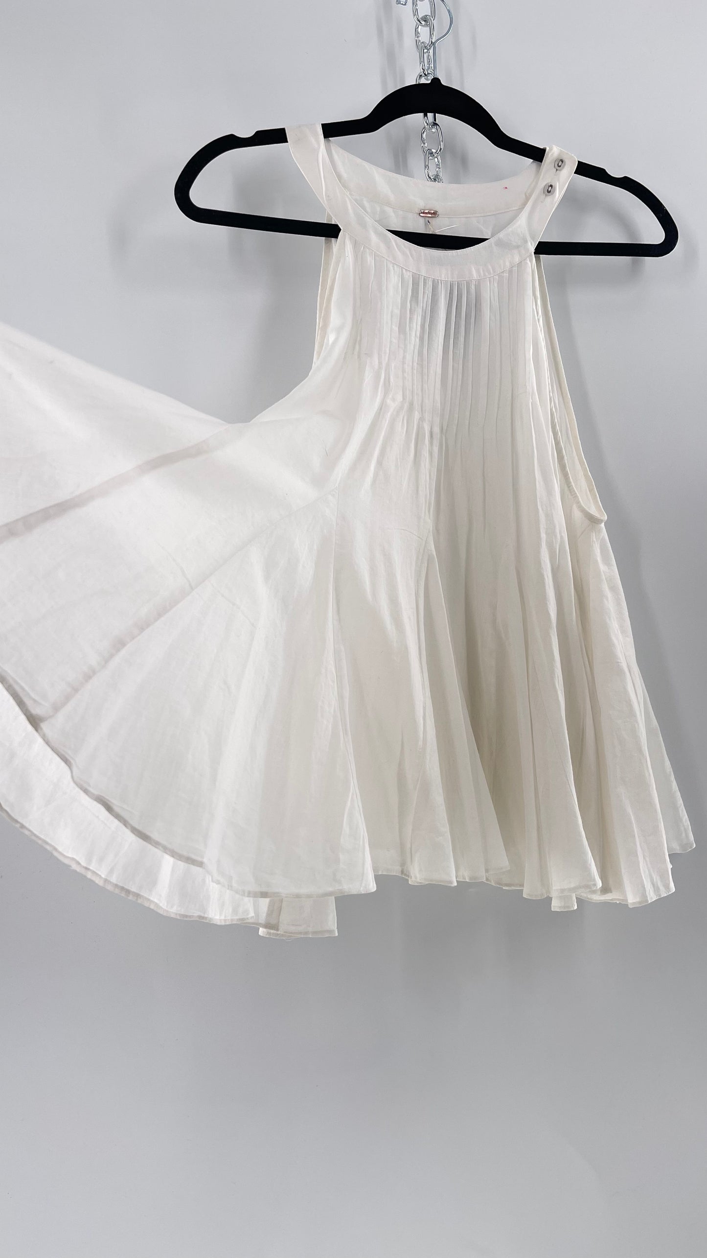 Free People White Pleated Tank (Medium)