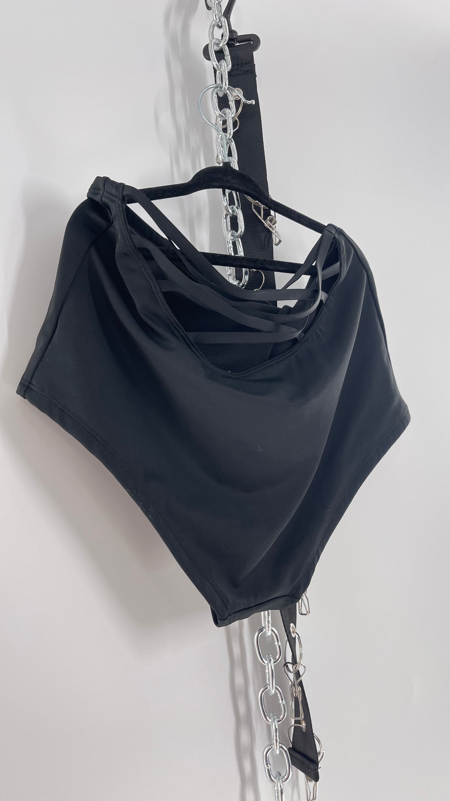 Urban Outfitters Black High Waisted Criss Cross Back Swim Bottoms (Medium)
