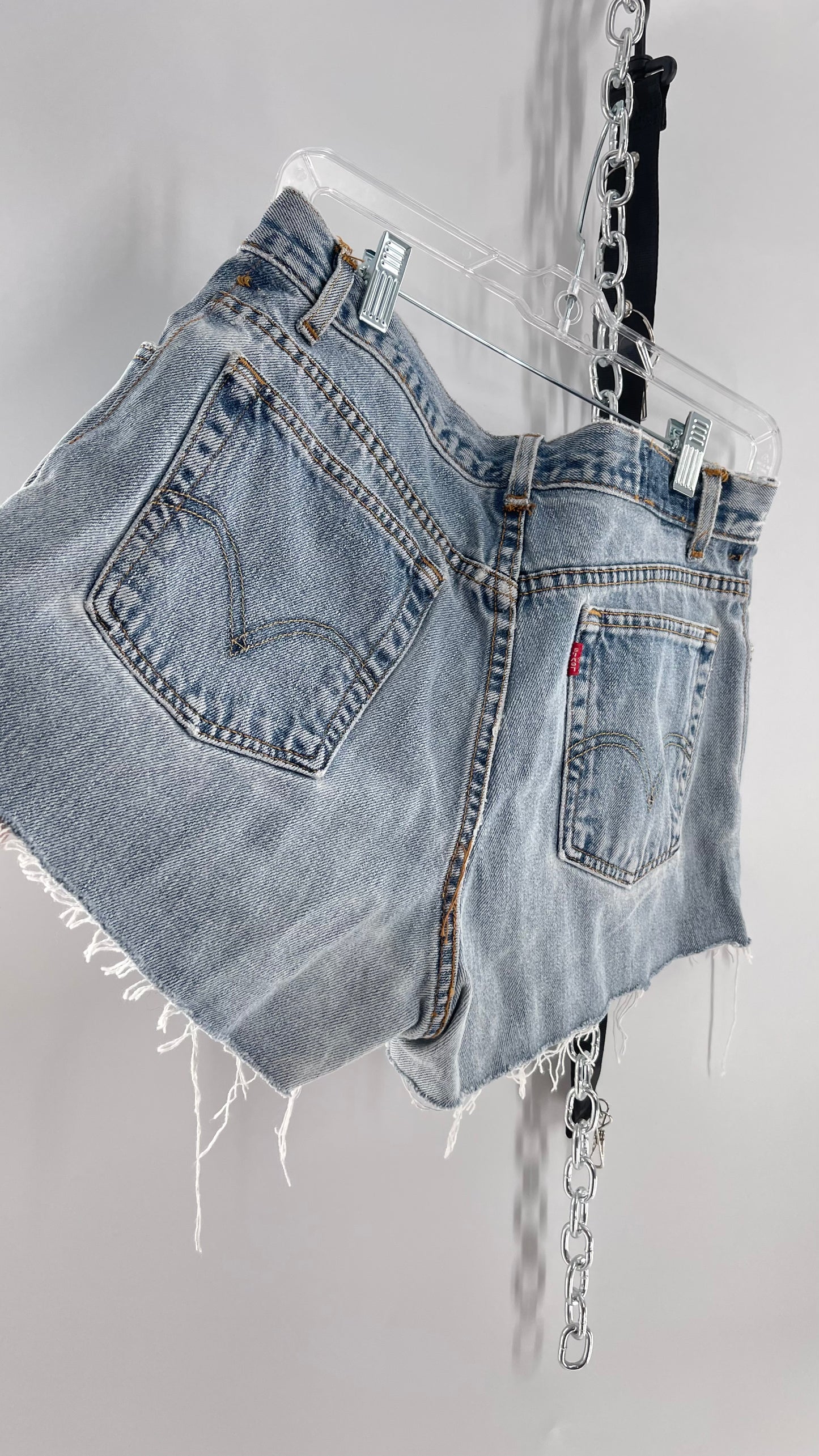Levi Frayed Light Wash Denim Shorts (30/31)