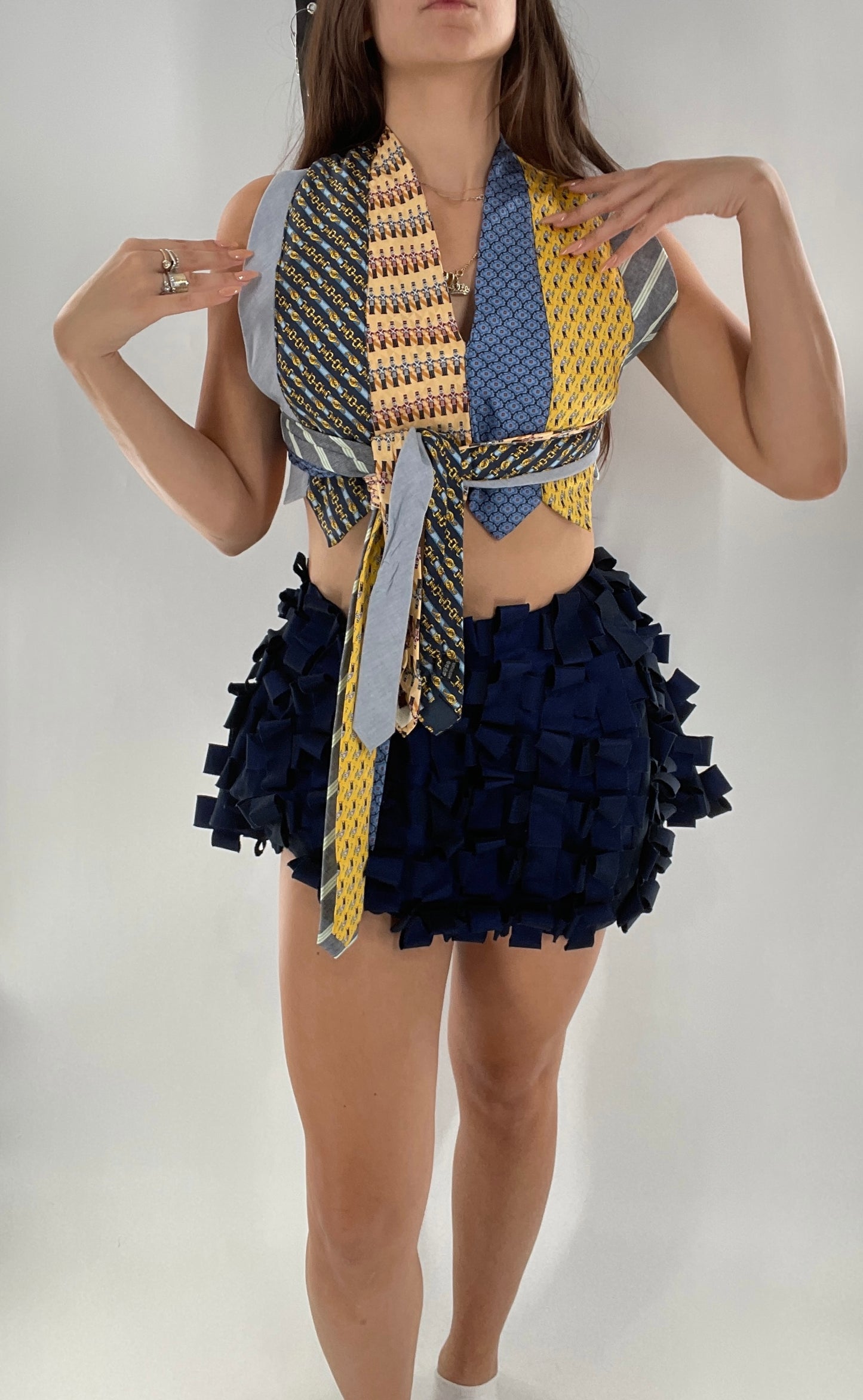 Custom - Handmade “All Tied Up” Cropped Blouse (One Size)