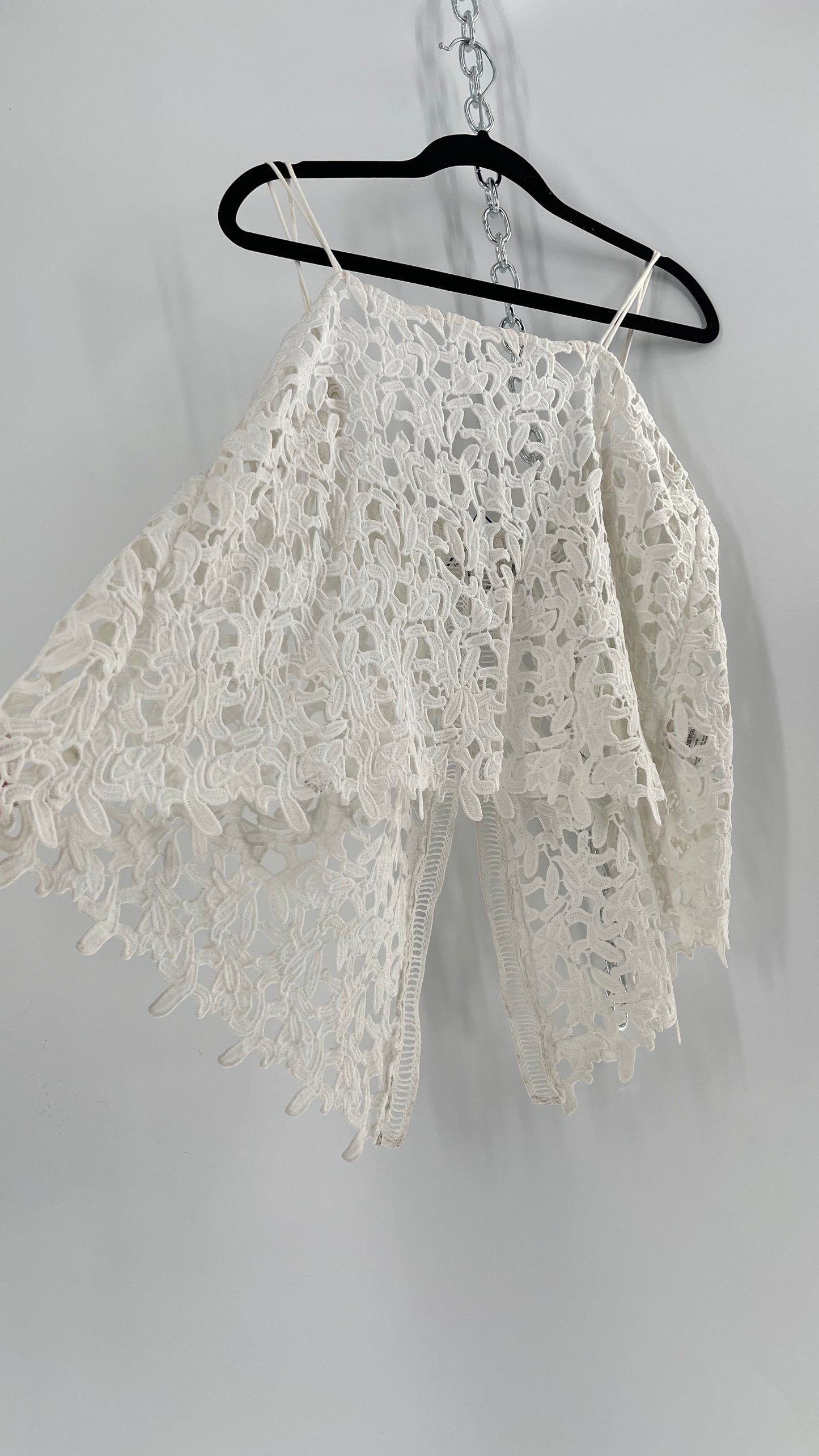 Anthropologie Ne Quittez Pas White Lace Tank with Open Back (Large)