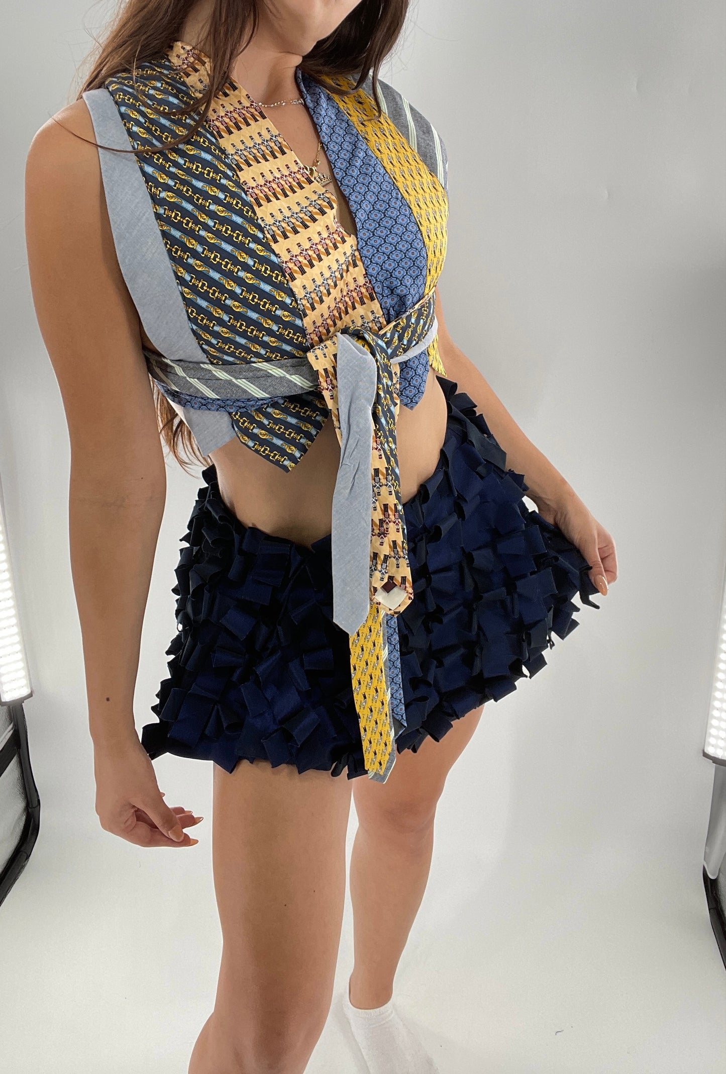 Custom - Handmade “All Tied Up” Cropped Blouse (One Size)