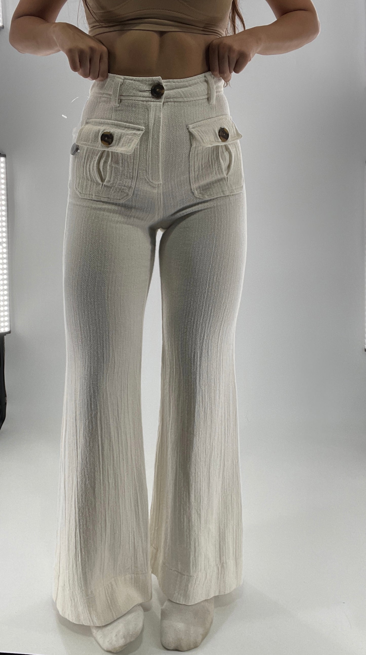Free People Off White Knit Flares (2)