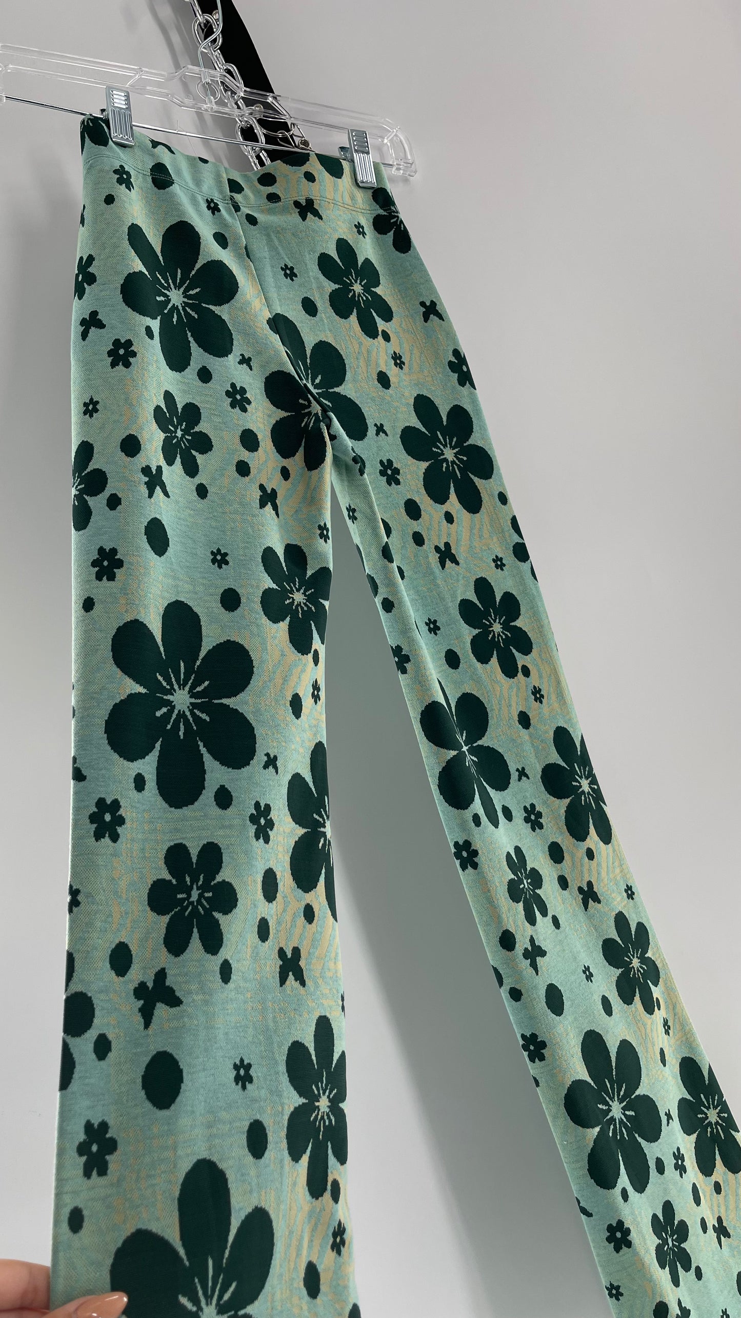 Urban Outfitters Zebra Knit Flares with Floral Overlay (XXS)