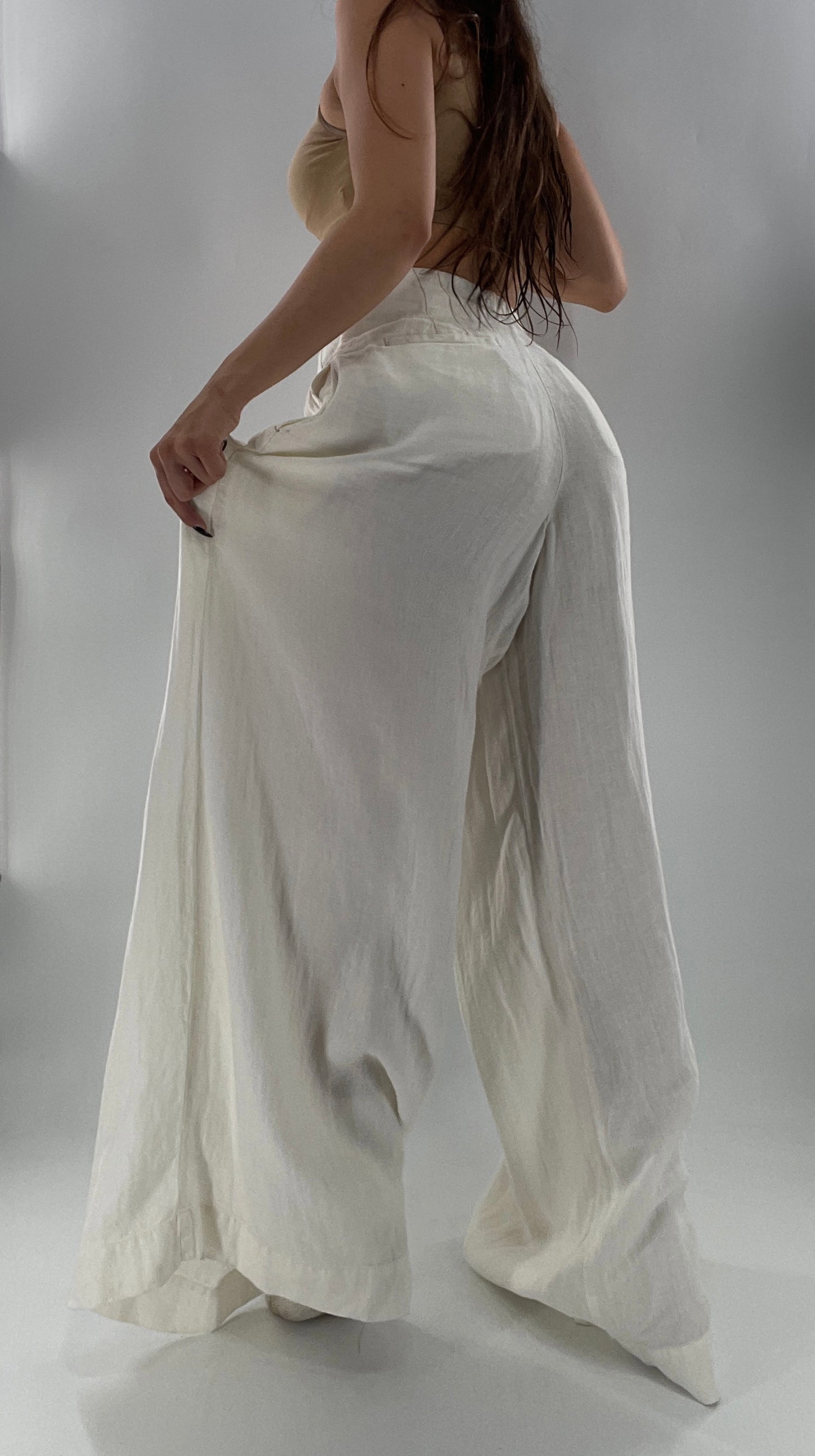 Free People Off White Pleated Trouser Wide Leg (2)