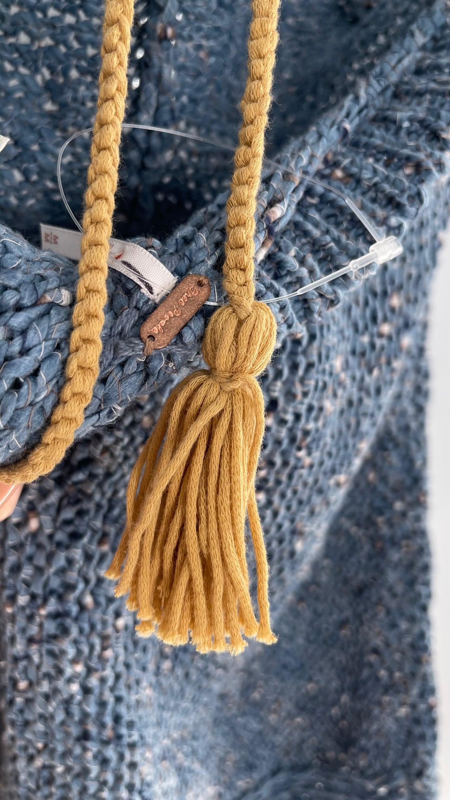 Free People Blue Crochet Knit Halter Romper (Medium)
