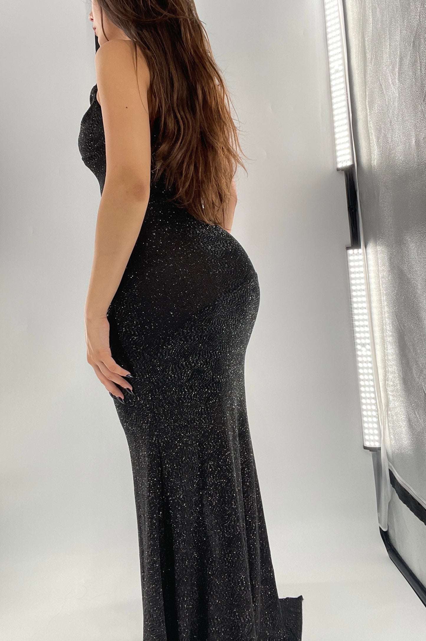 City Triangles 1990s Vintage Black Glitter Floor Length (S)