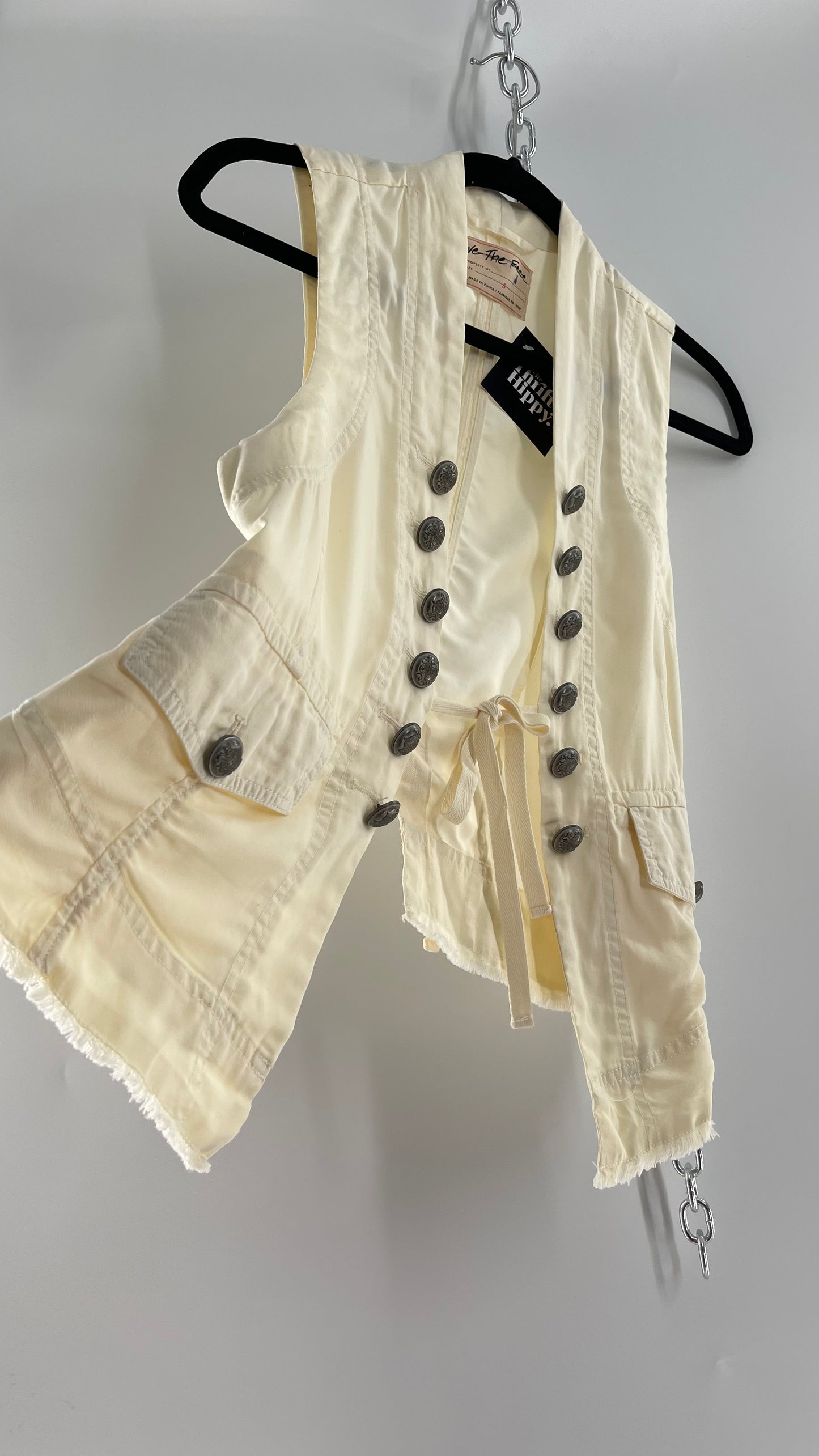 Free People Off White Military Style Vest with Tags Attached (Small)