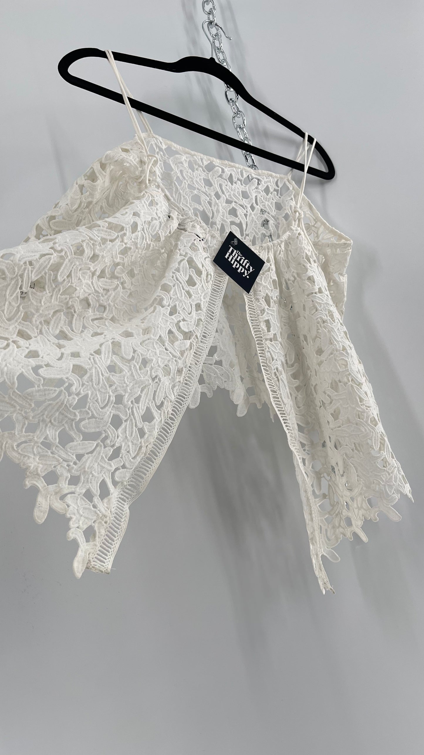 Anthropologie Ne Quittez Pas White Lace Tank with Open Back (Large)