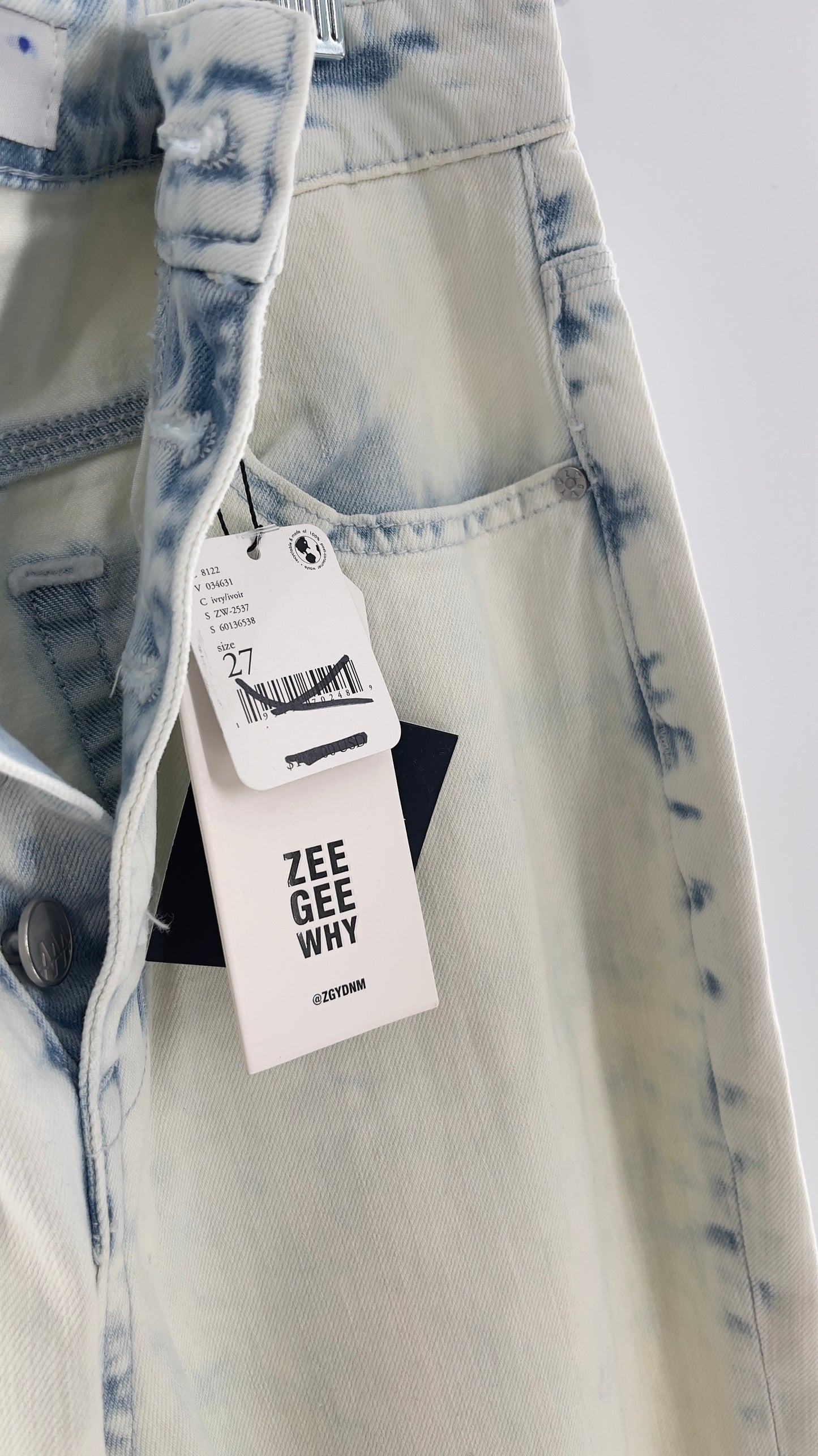 Free People X ZEEGEEWHY Acid Wash Straight Leg Jeans (27)
