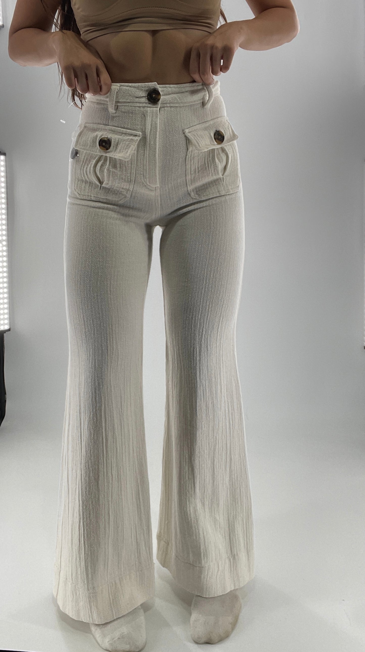 Free People Off White Knit Flares (2)
