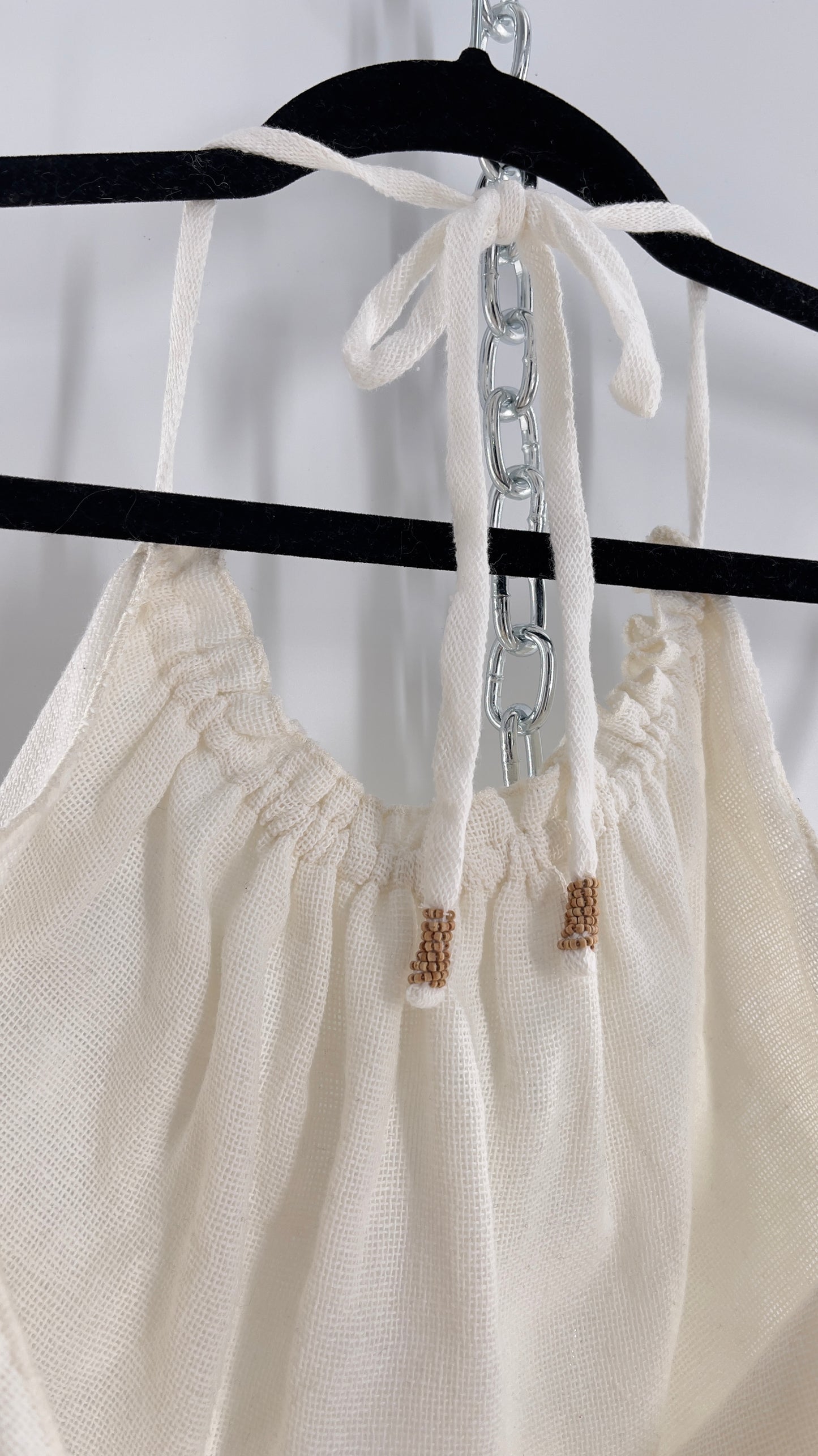 Free People White 100% Cotton Backless Halter (S)