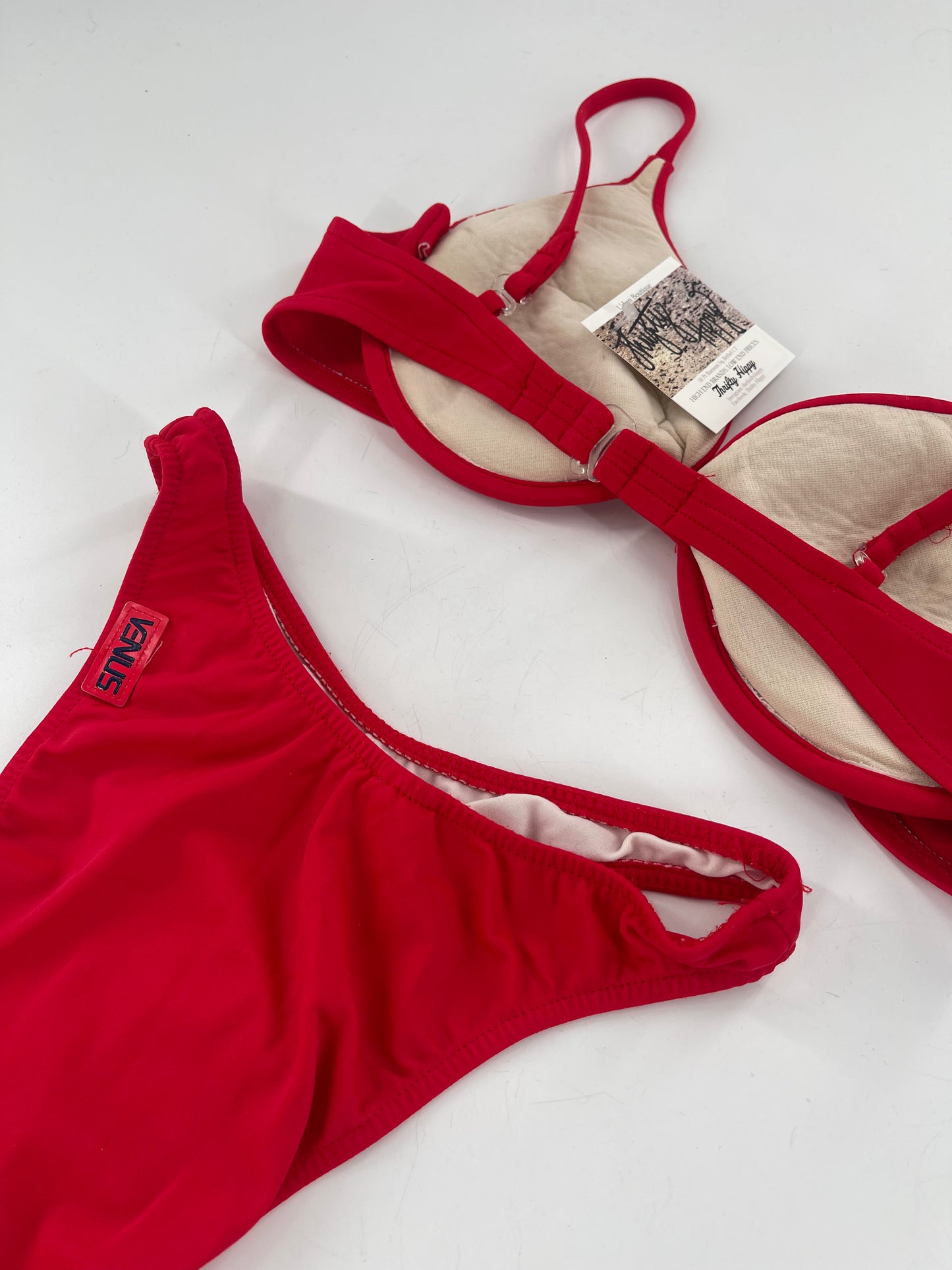 Vintage Venus 1980s/1990s Red Americana 2piece Swimsuit (Small Bottom D Top)