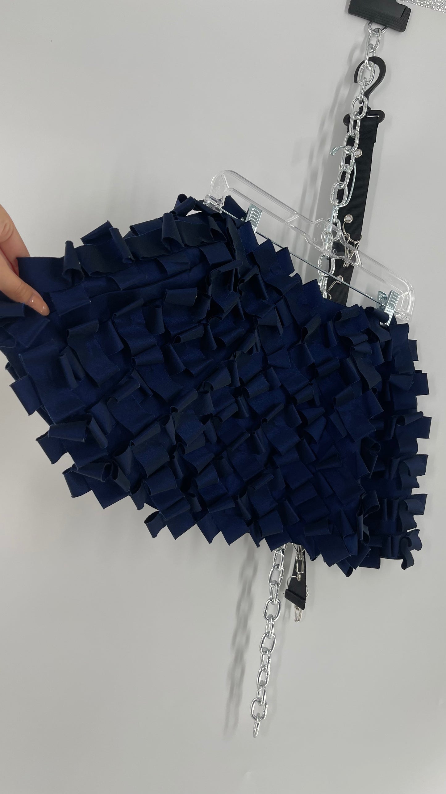 Samuel Dong Navy Blue Metallic Textured Micro Mini (2)