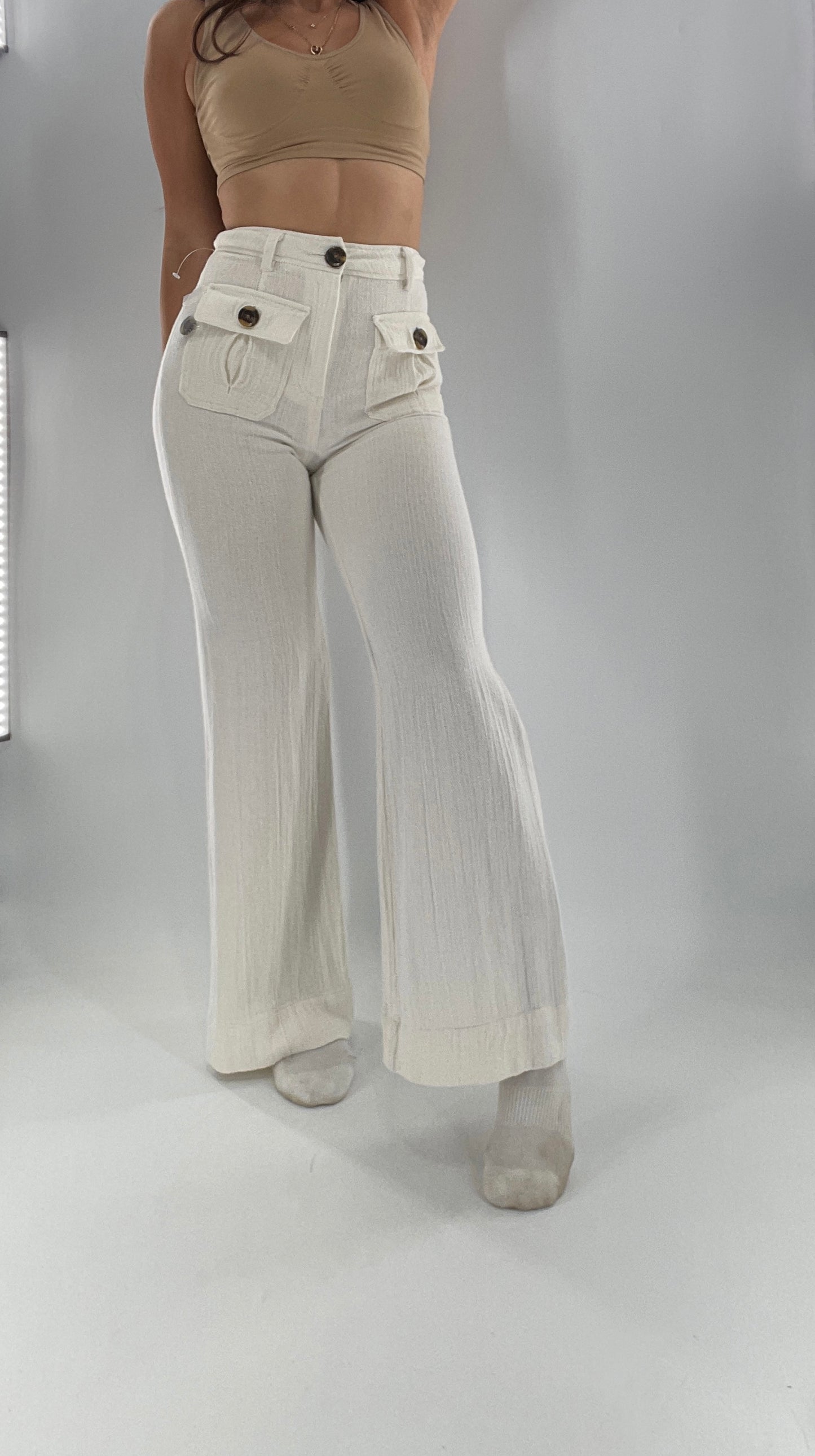 Free People Off White Knit Flares (2)