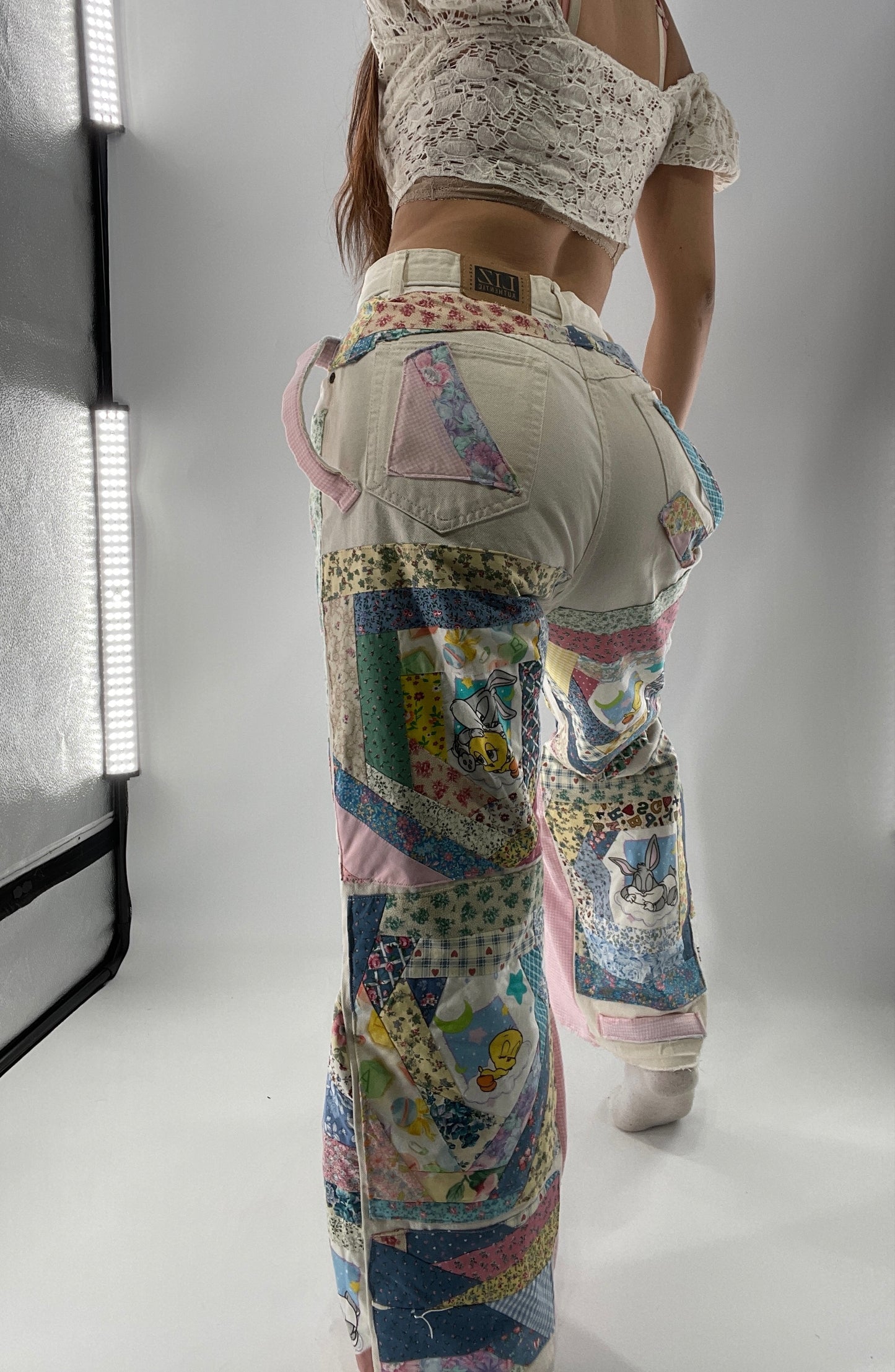 Custom - Handmade Reworked Looney Toons Cutie Pie Patchwork Flares
