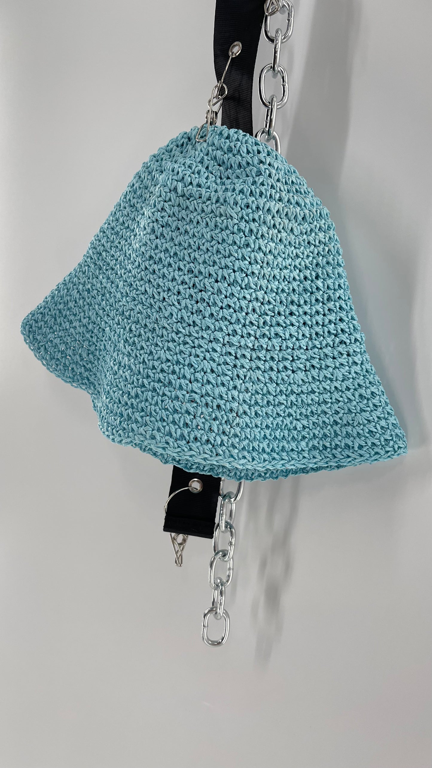 Urban Outfitters Baby Blue Straw Bucket Hat