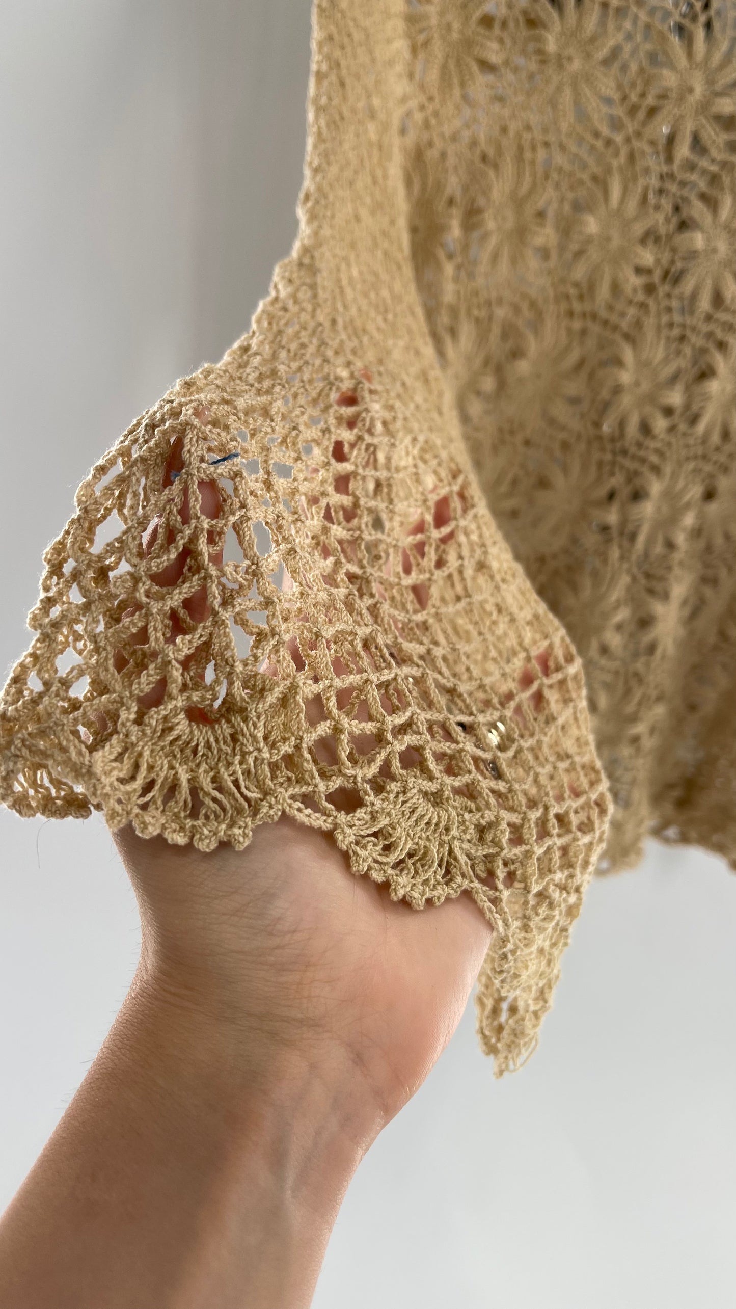 Vintage Crochet Long Sleeve Blouse (Medium)