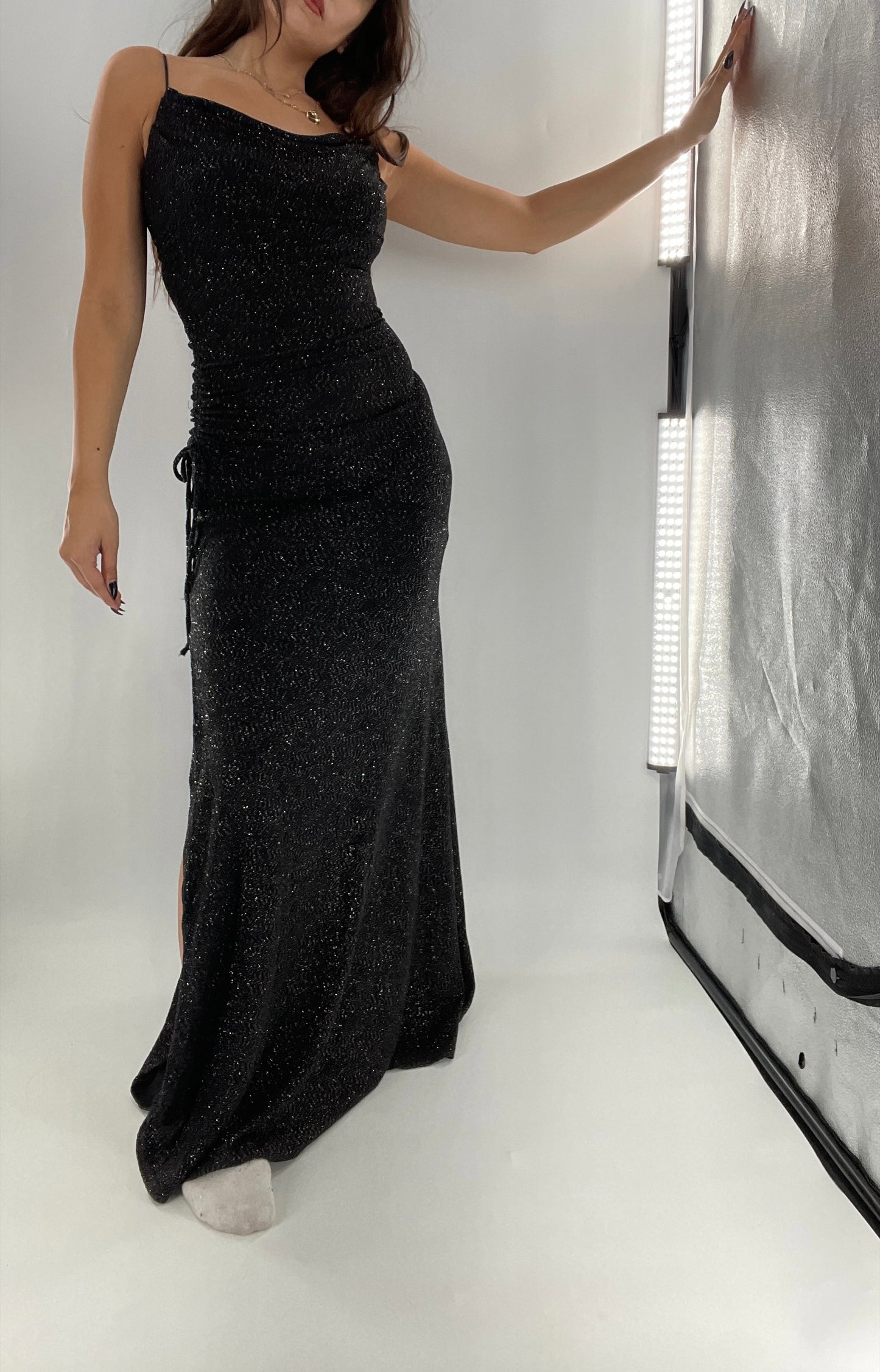 City Triangles 1990s Vintage Black Glitter Floor Length (S)