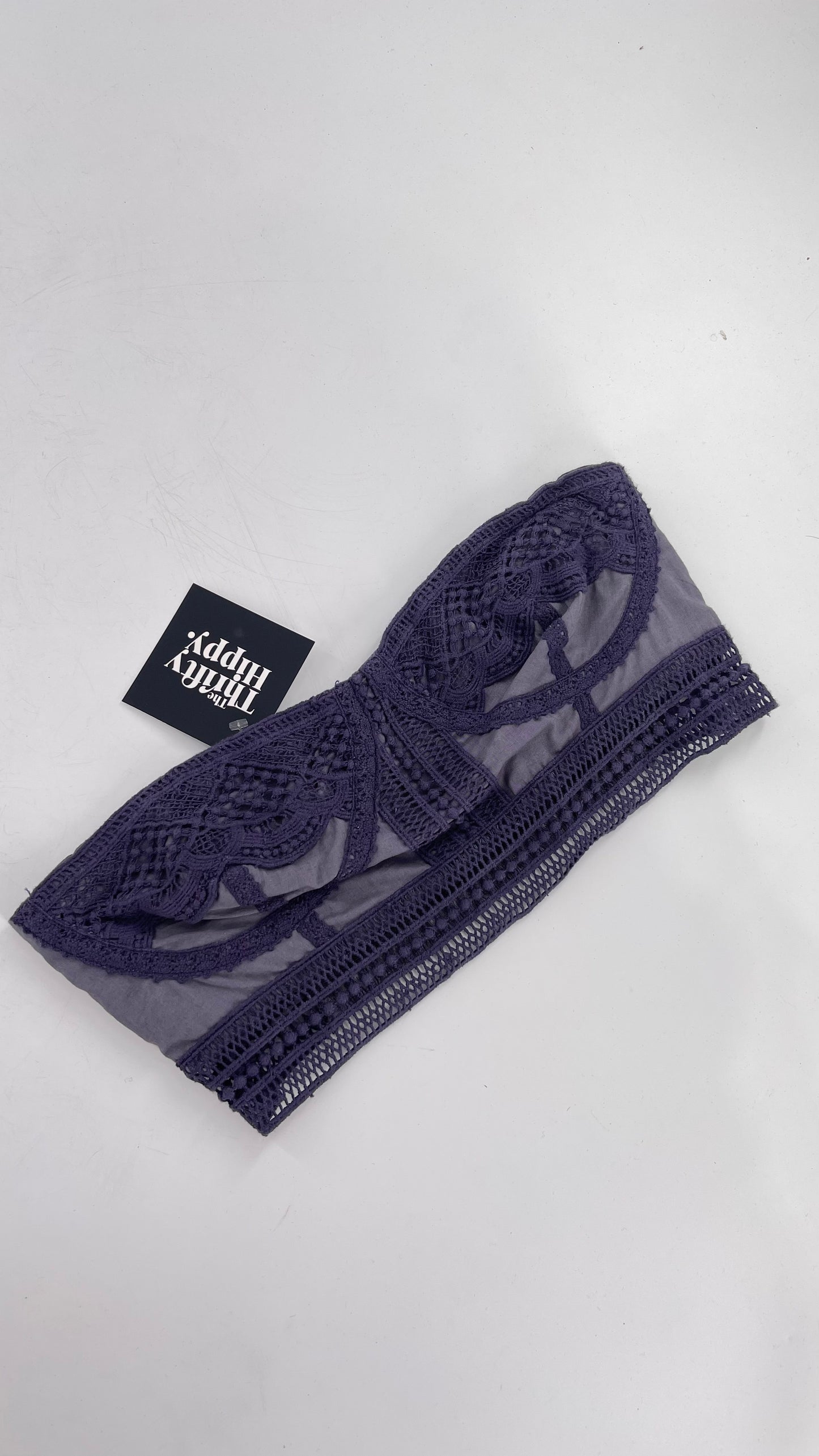 Free People Blue Embroidered ‘Corset’ Bandeau (Small)