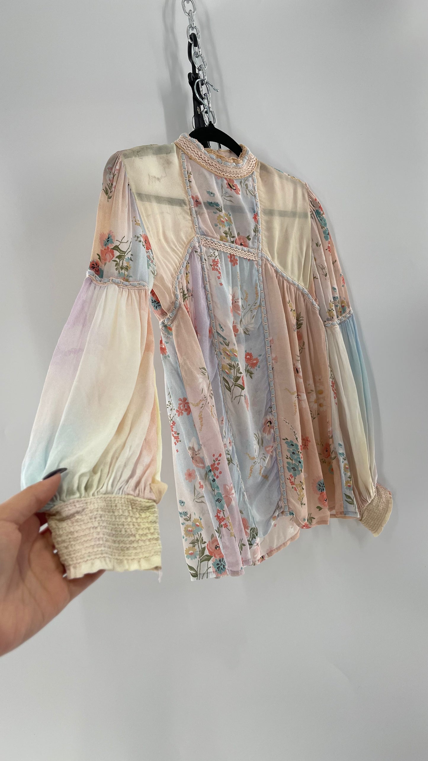 Bl^nk London Anthropologie Pastel Patchwork Blouse (Small)