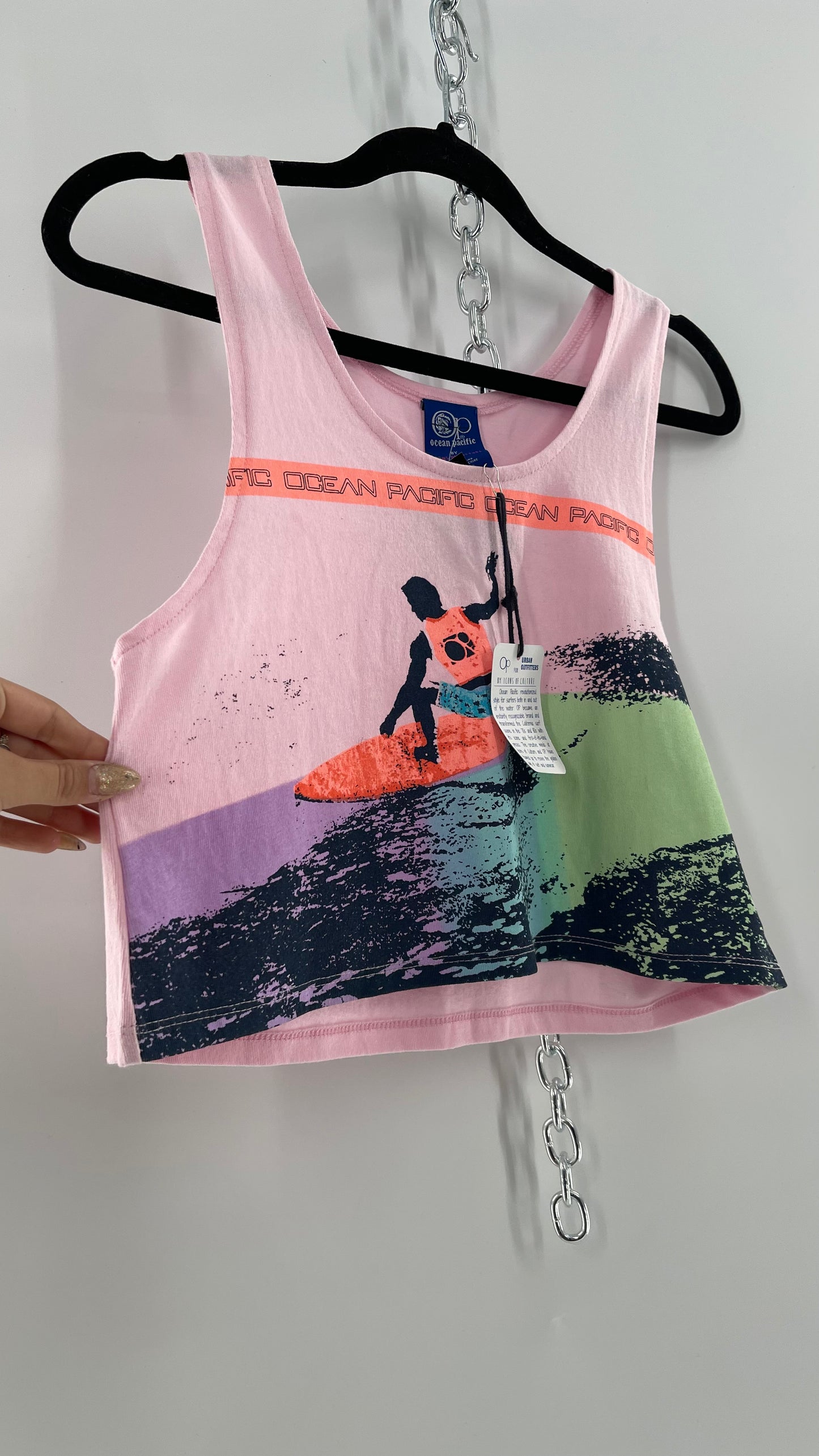 Urban Outfitters 80s OP Surfer Graphic Cropped Tank (XS)