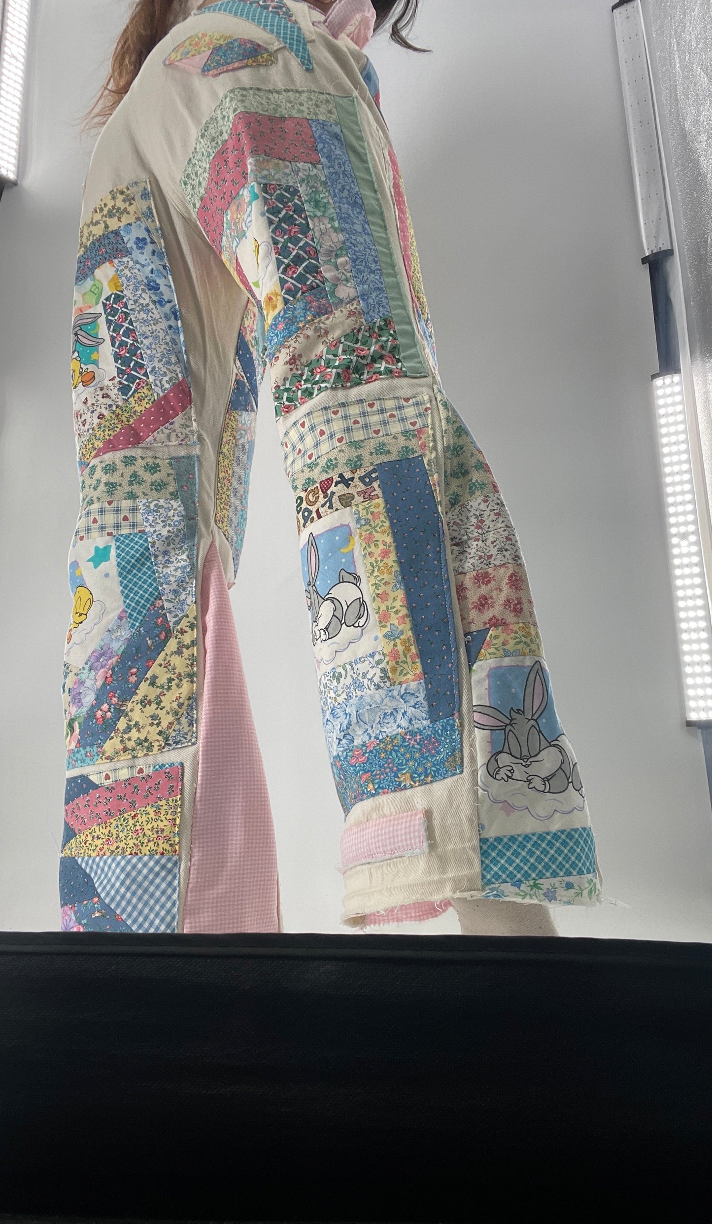 Custom - Handmade Reworked Looney Toons Cutie Pie Patchwork Flares