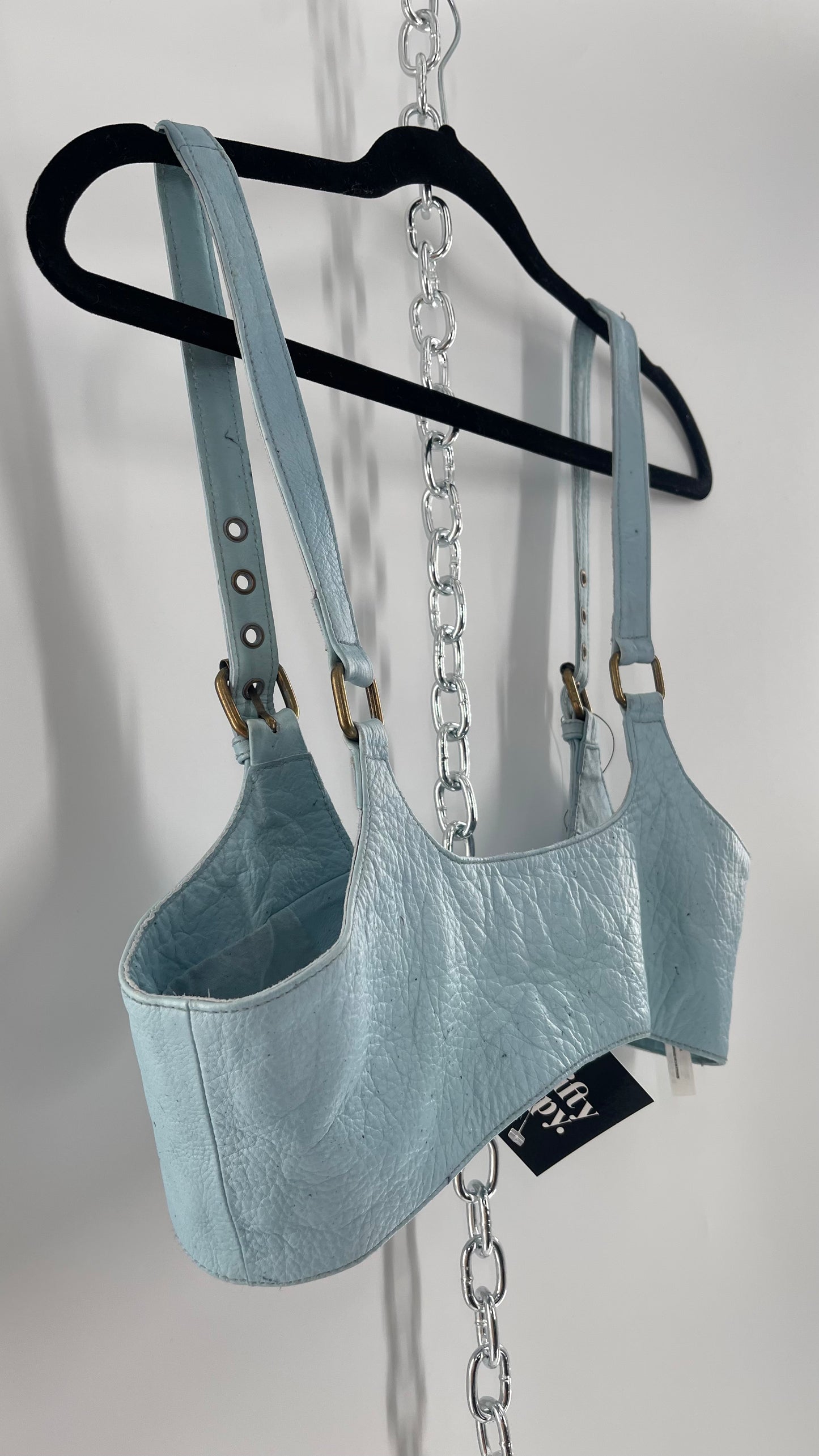Free People Baby Blue Buckled Corset Belt (Large)
