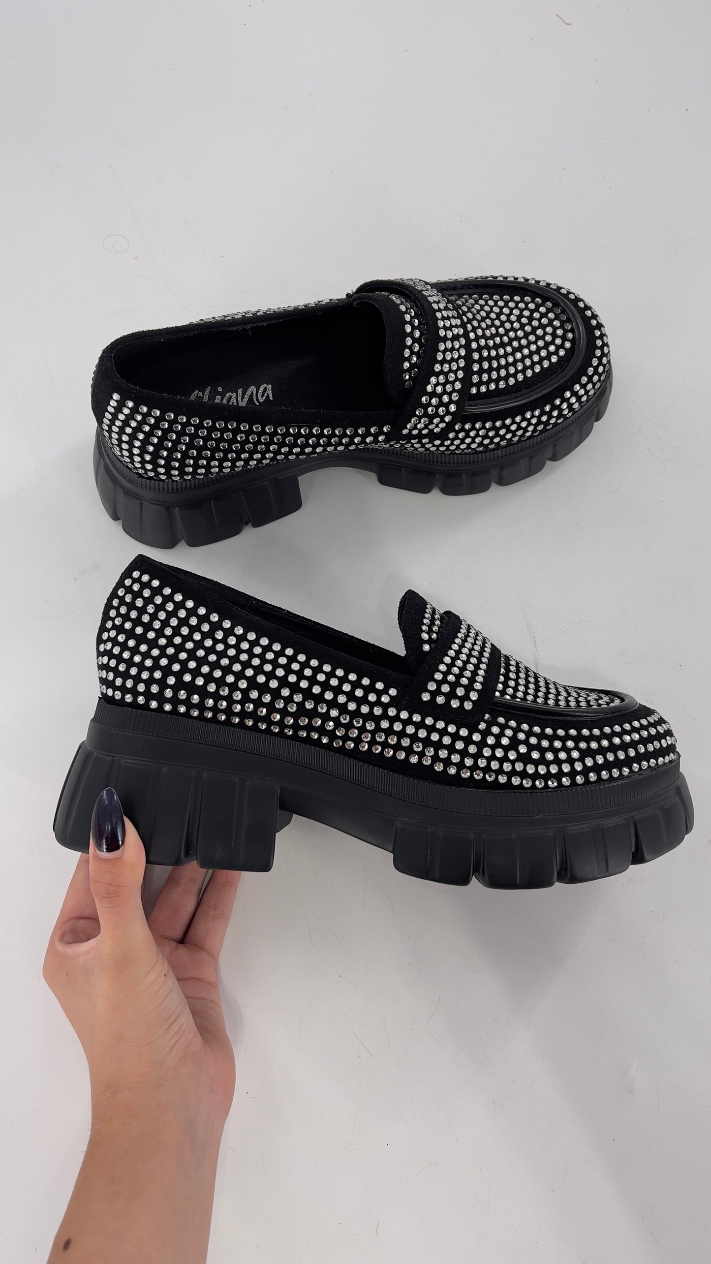 Liliana Bedazzled Rhinestone Platform Oxfords (7)