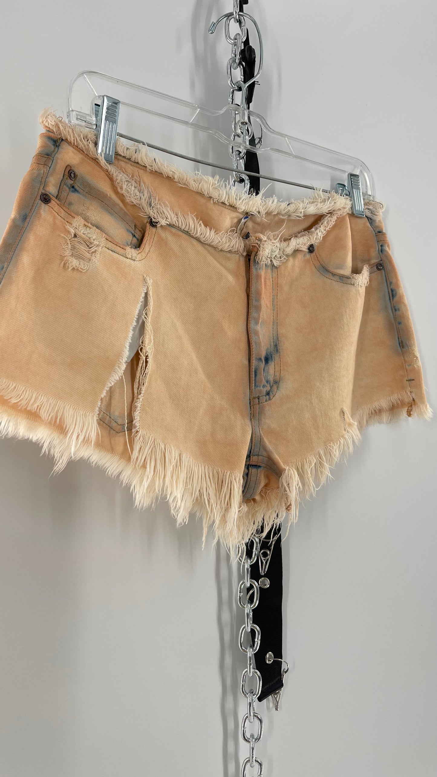 Free People Distressed Booty Shorts with Frayed Hem and Waistline (25)