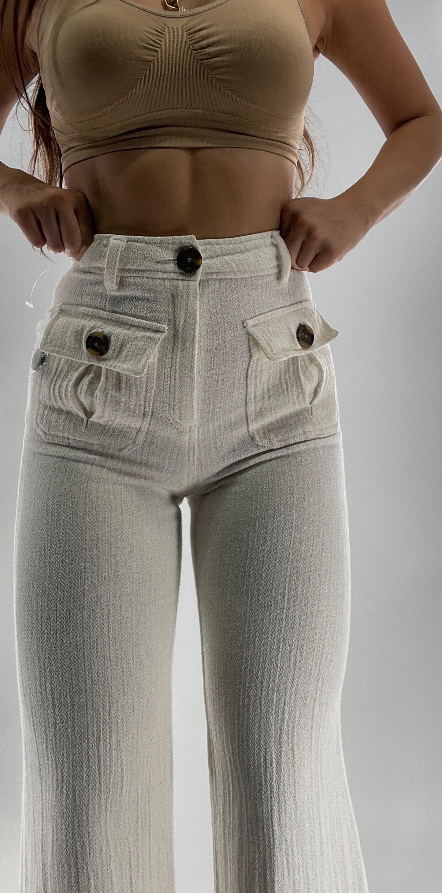 Free People Off White Knit Flares (2)