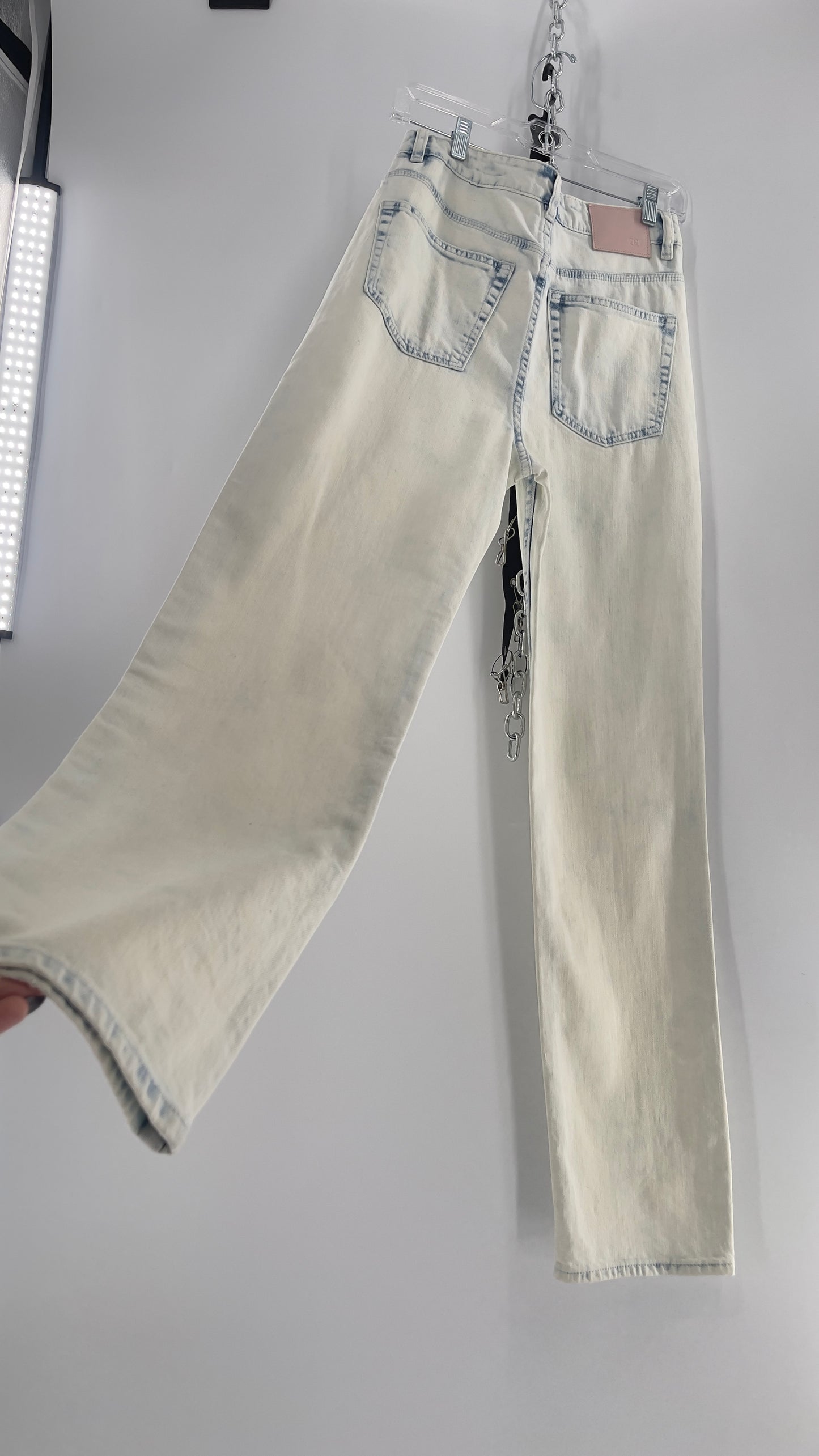 Free People X ZEEGEEWHY Acid Wash Straight Leg Jeans (27)